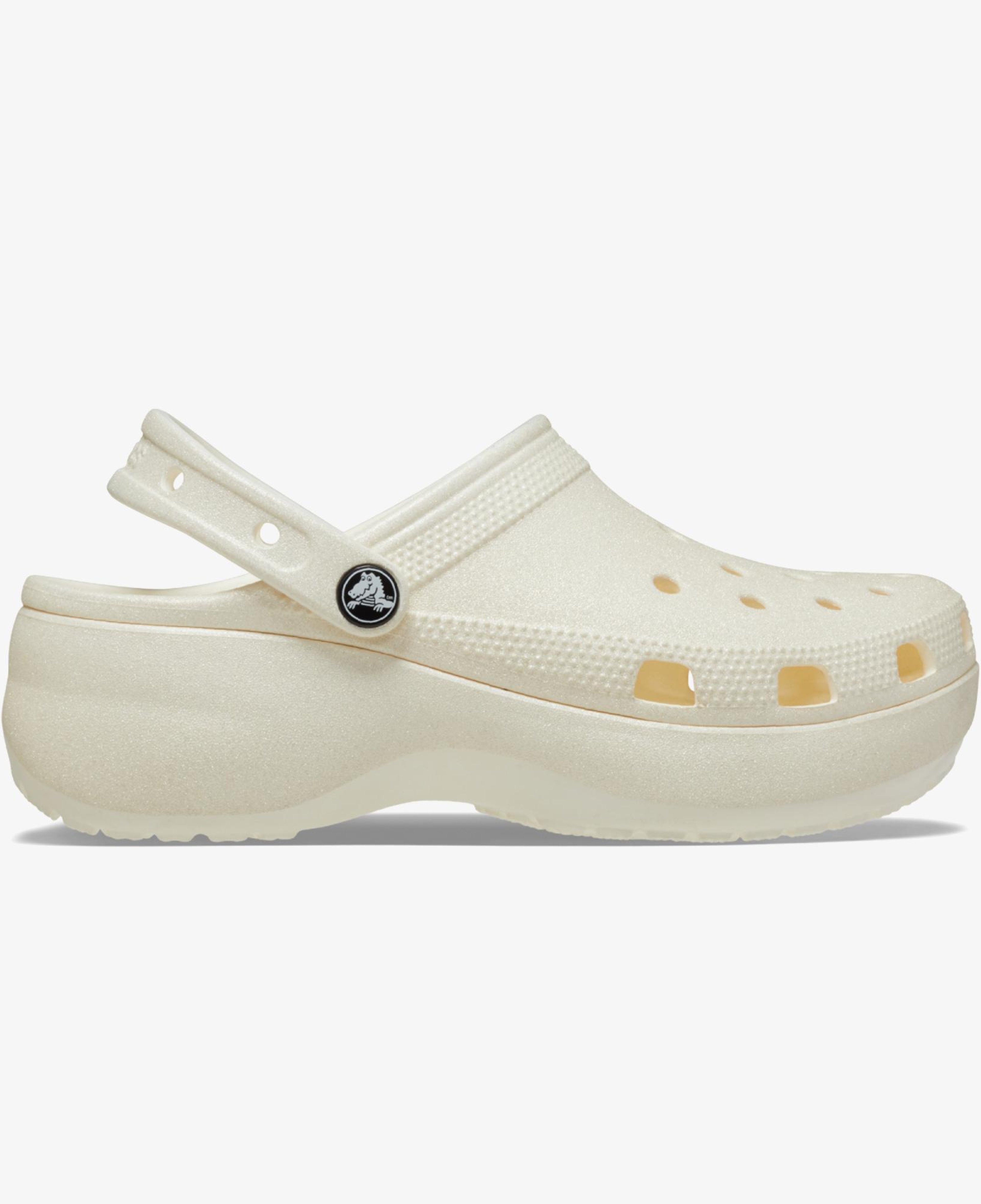 Crocs Classic Platform Glitter Clog Kadın Krem Sandalet
