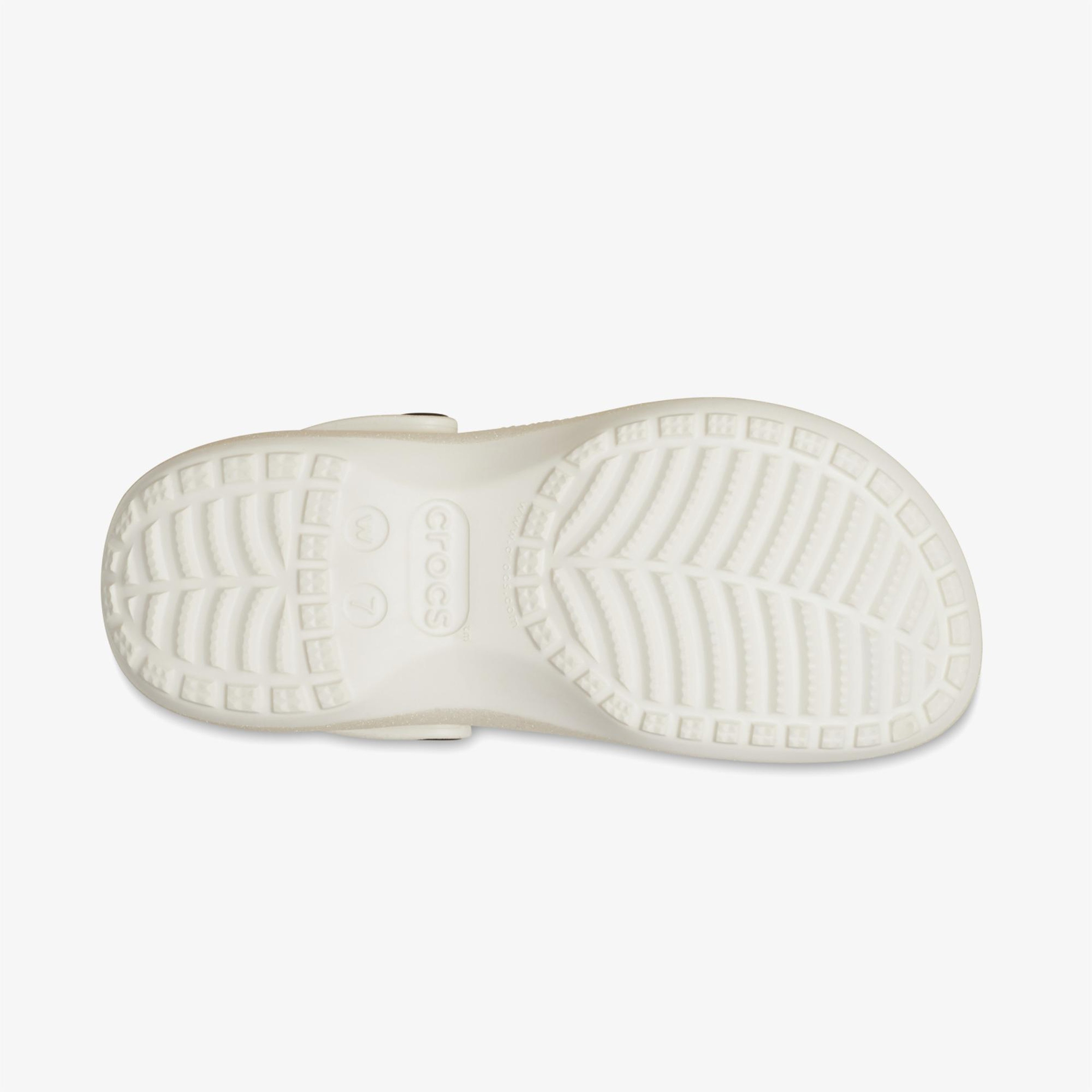 Crocs Classic Platform Glitter Clog Kadın Krem Sandalet