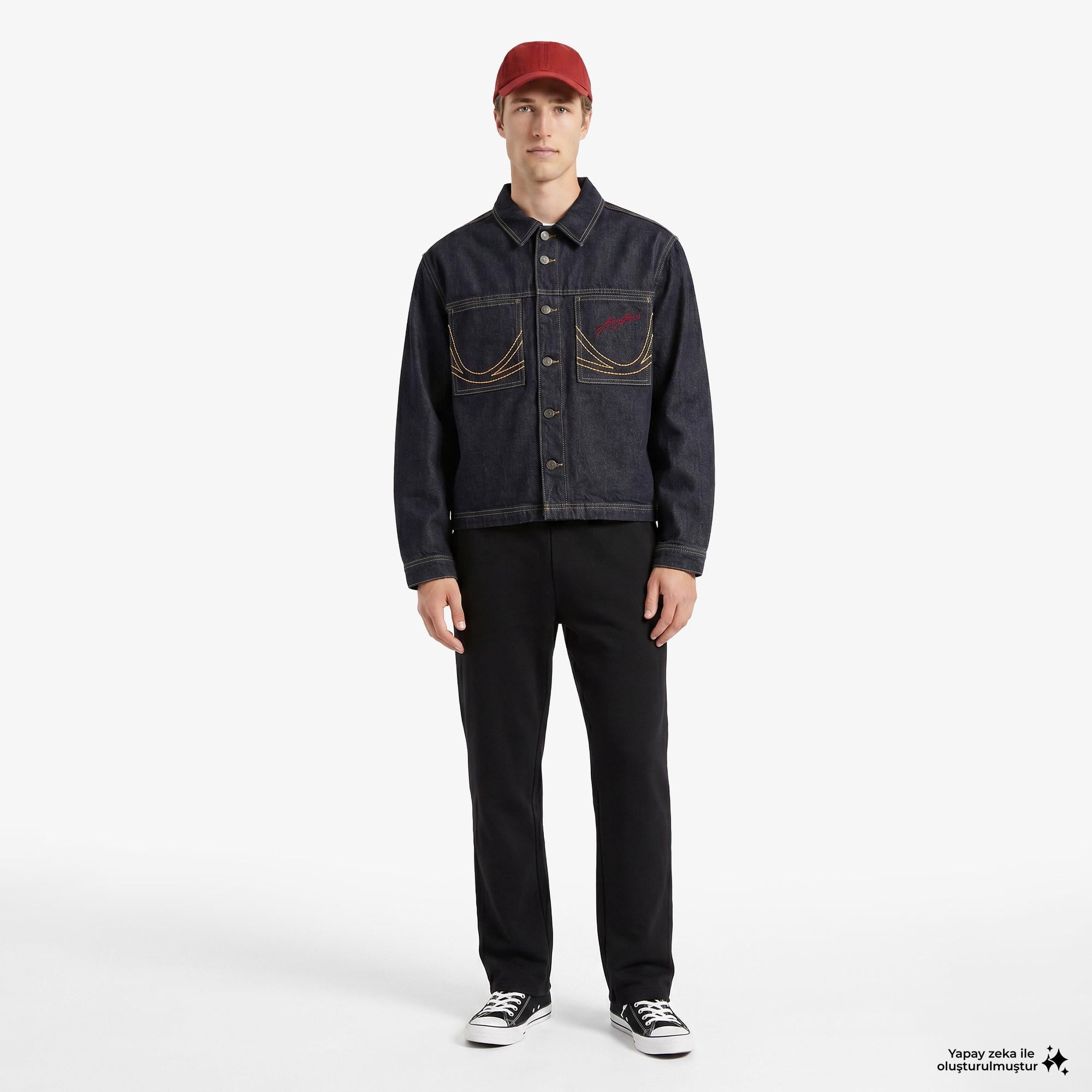 Karl Kani Jeans Cropped Rinsed Denim Erkek Mavi Ceket