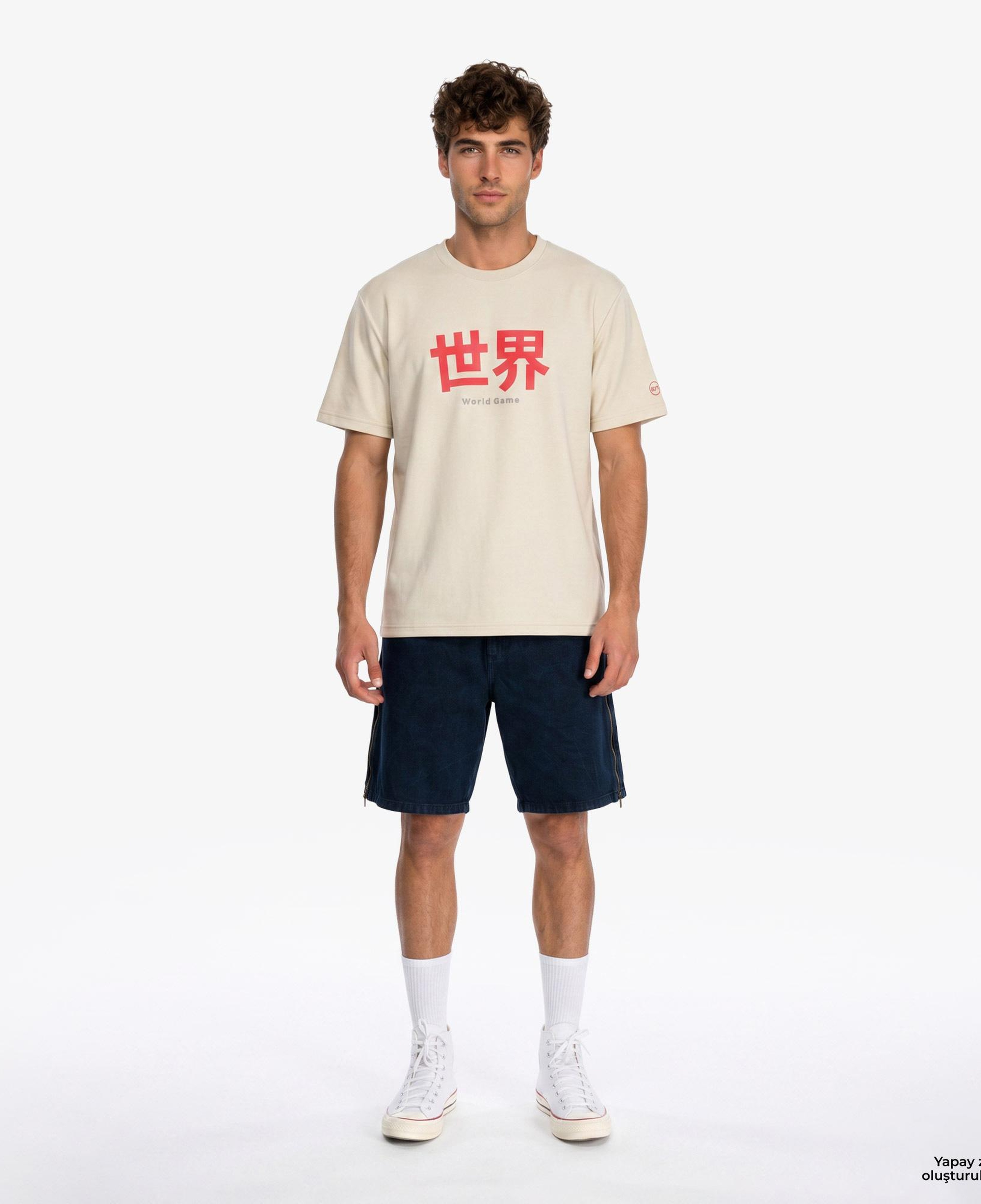 UNITED4 Regular Fit Erkek Krem T-Shirt