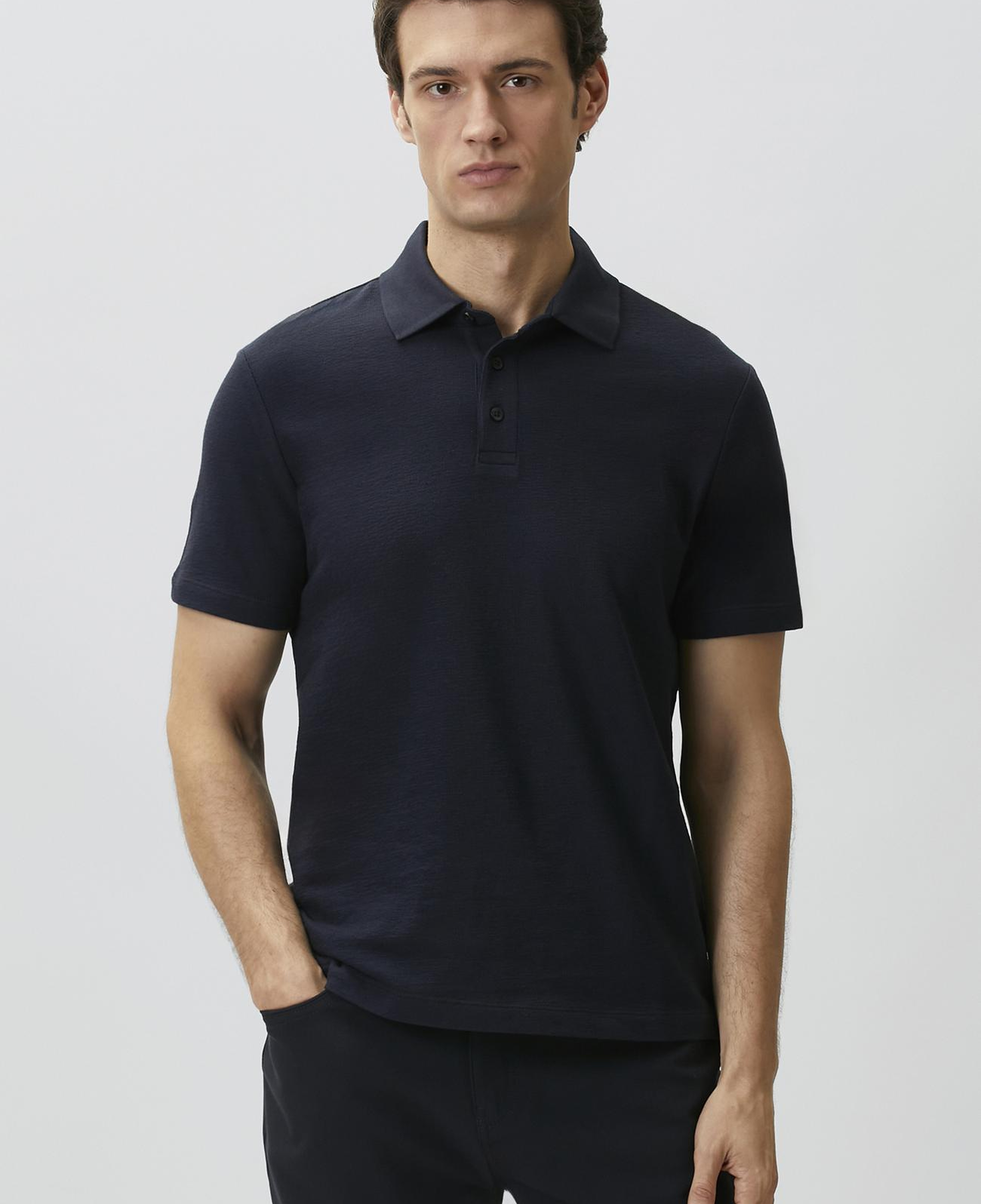 Network Erkek Lacivert Jakarlı Polo Yaka T-shirt