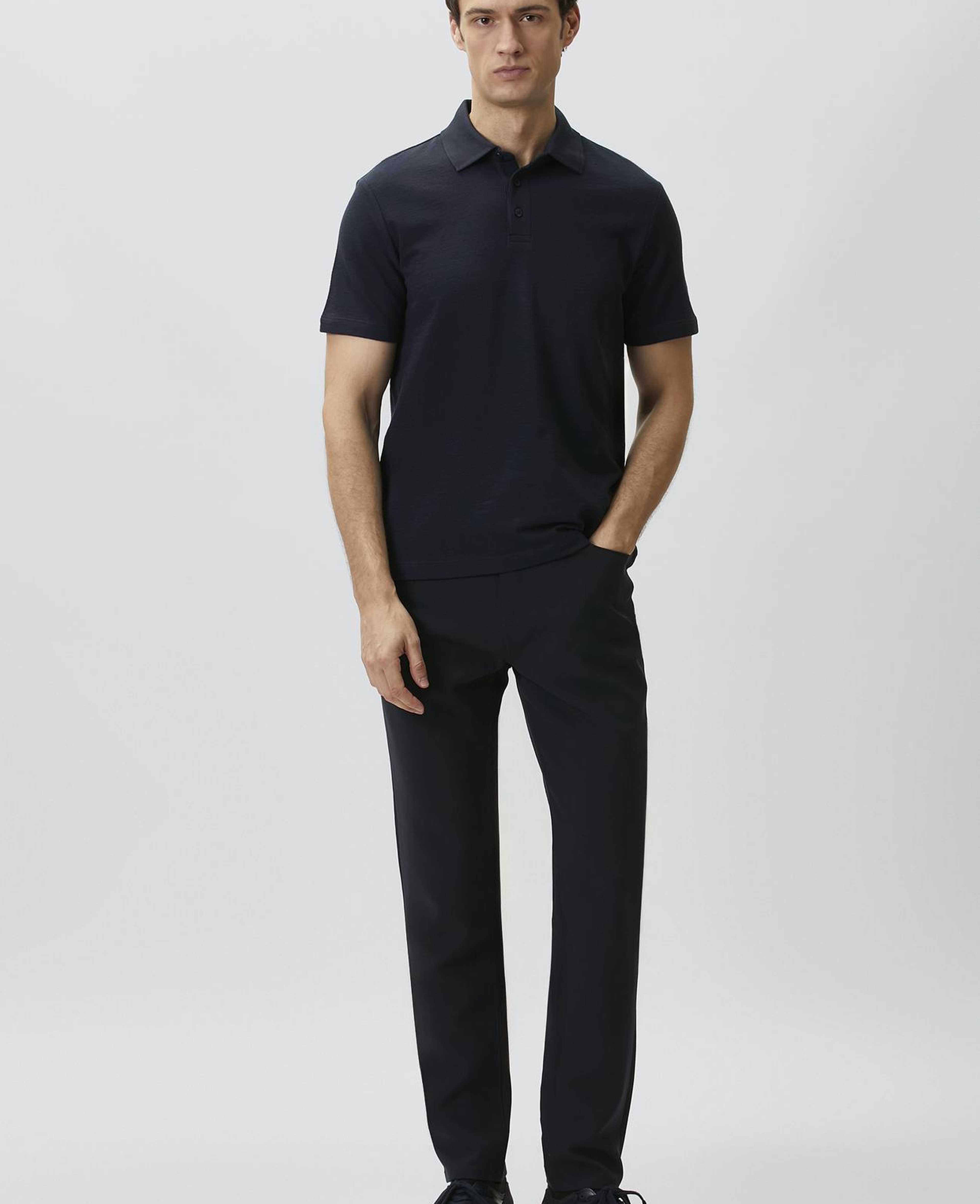 Network Erkek Lacivert Jakarlı Polo Yaka T-shirt