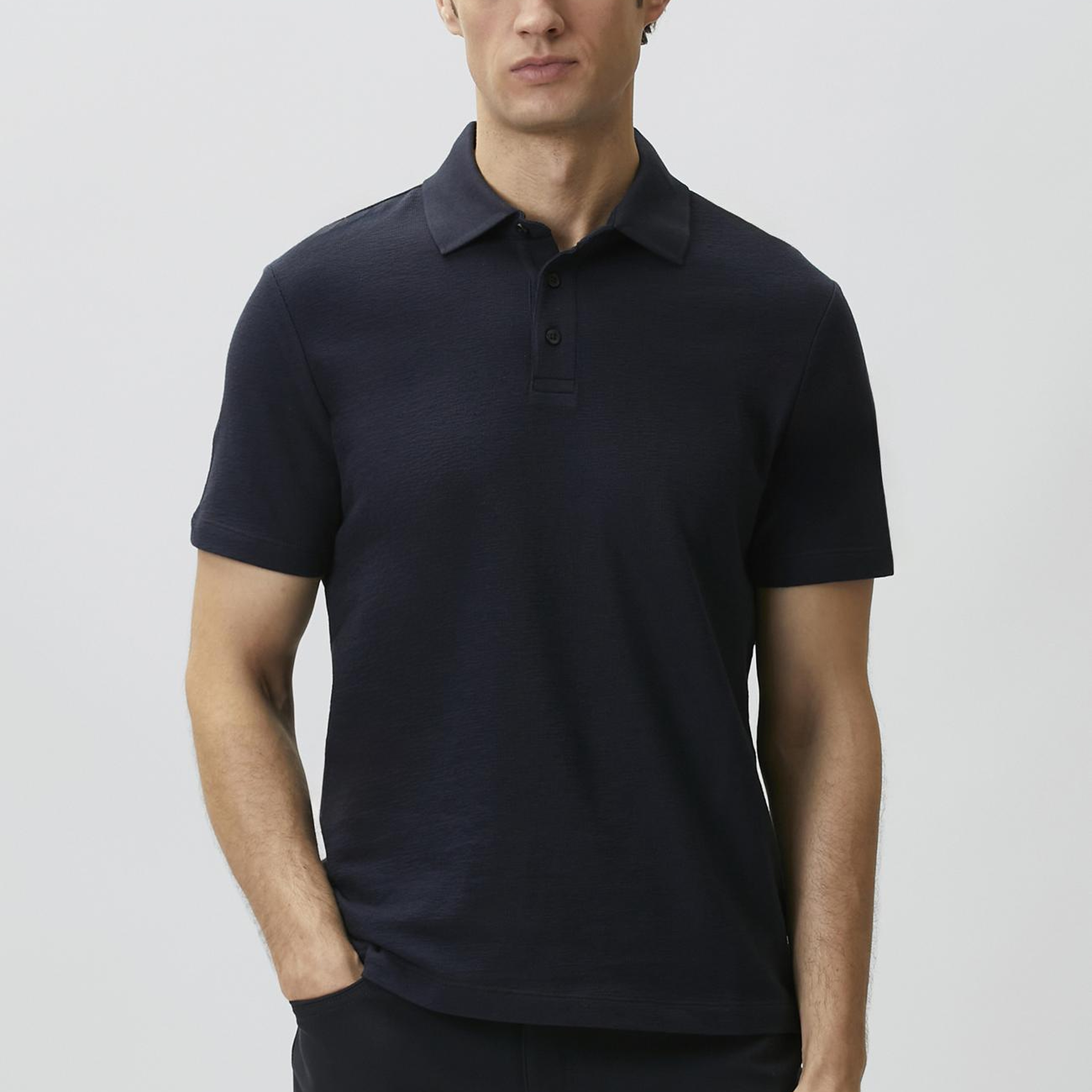 Network Erkek Lacivert Jakarlı Polo Yaka T-shirt