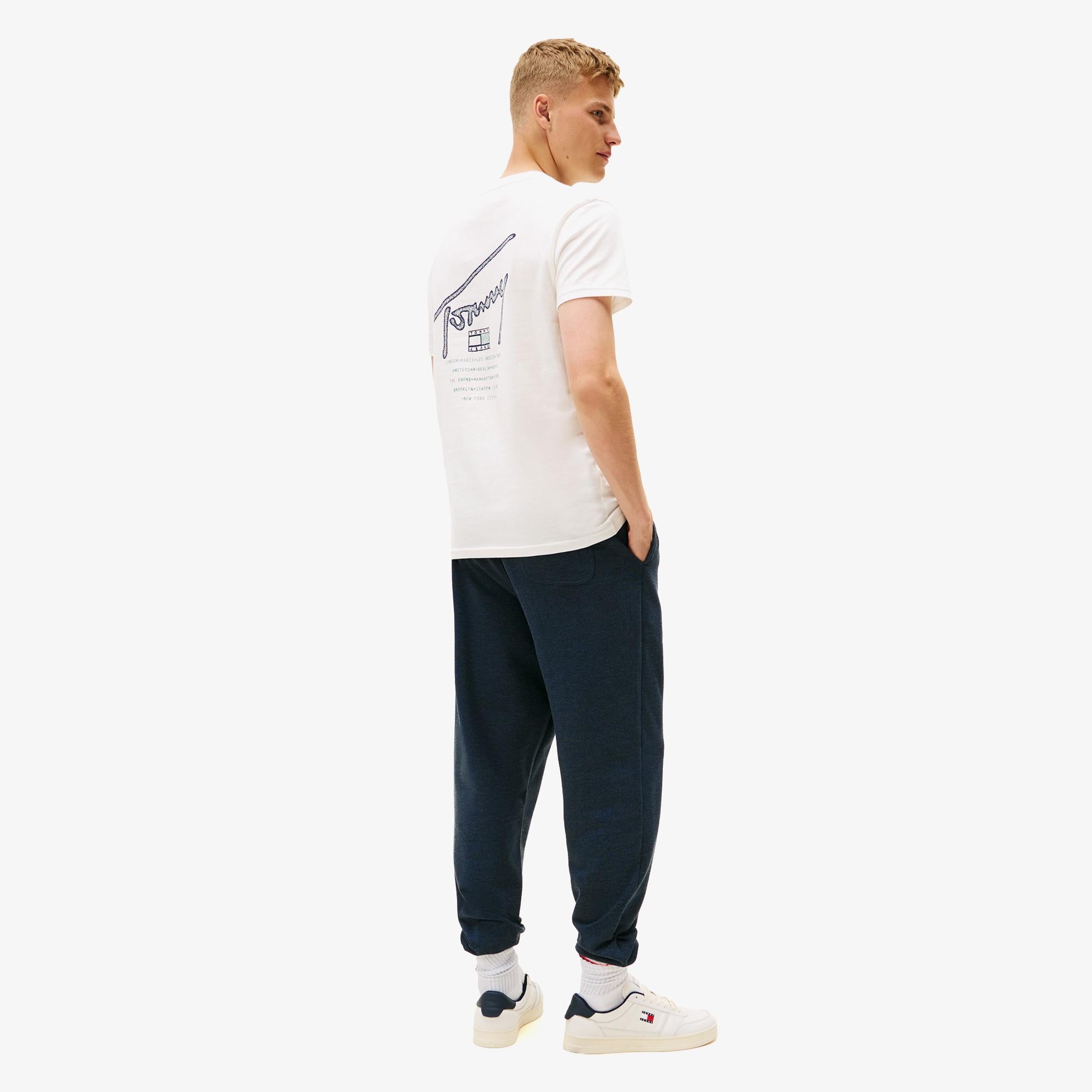 Tommy Hilfiger Regular Sign Backprint Erkek Beyaz T-Shirt