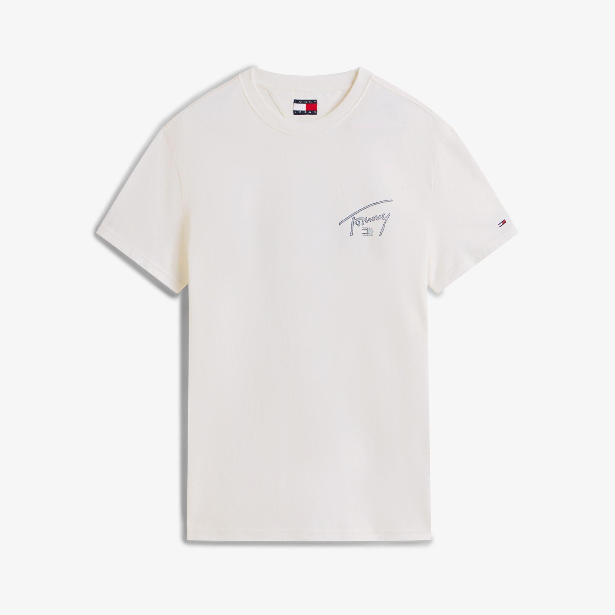 Tommy Hilfiger Regular Sign Backprint Erkek Beyaz T-Shirt