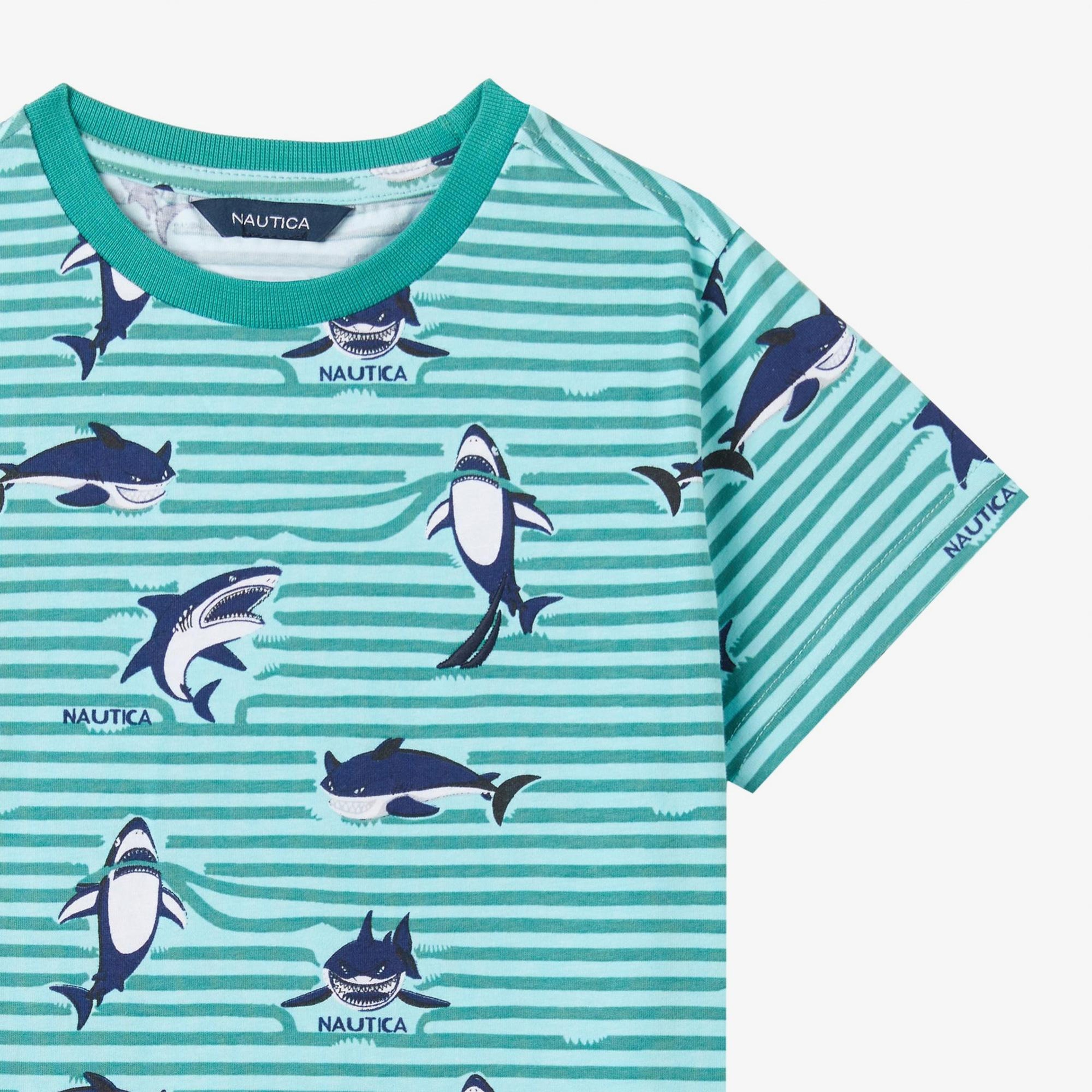Nautica Erkek Çocuk Yeşil Regular Fit Baskılı T-Shirt