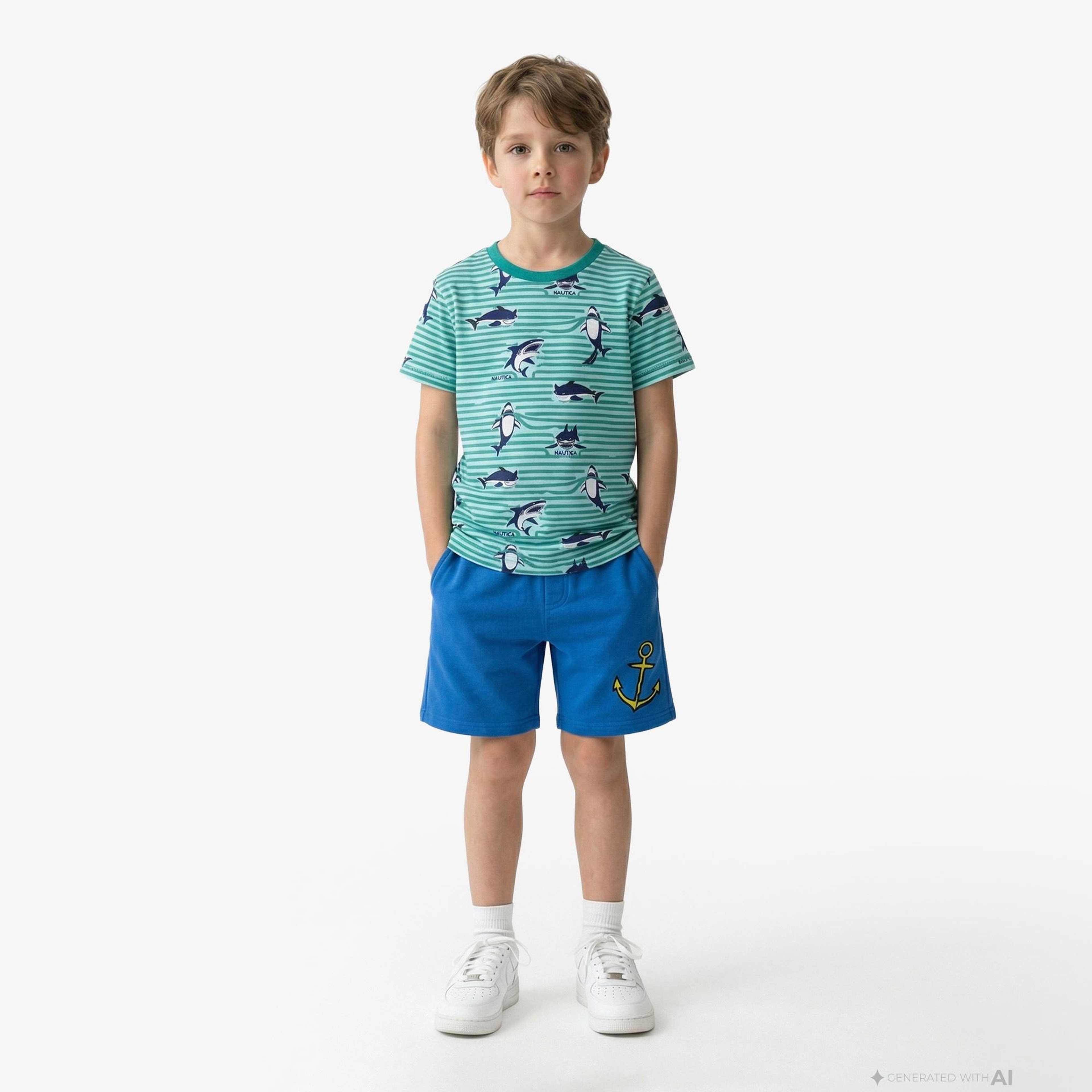 Nautica Erkek Çocuk Yeşil Regular Fit Baskılı T-Shirt