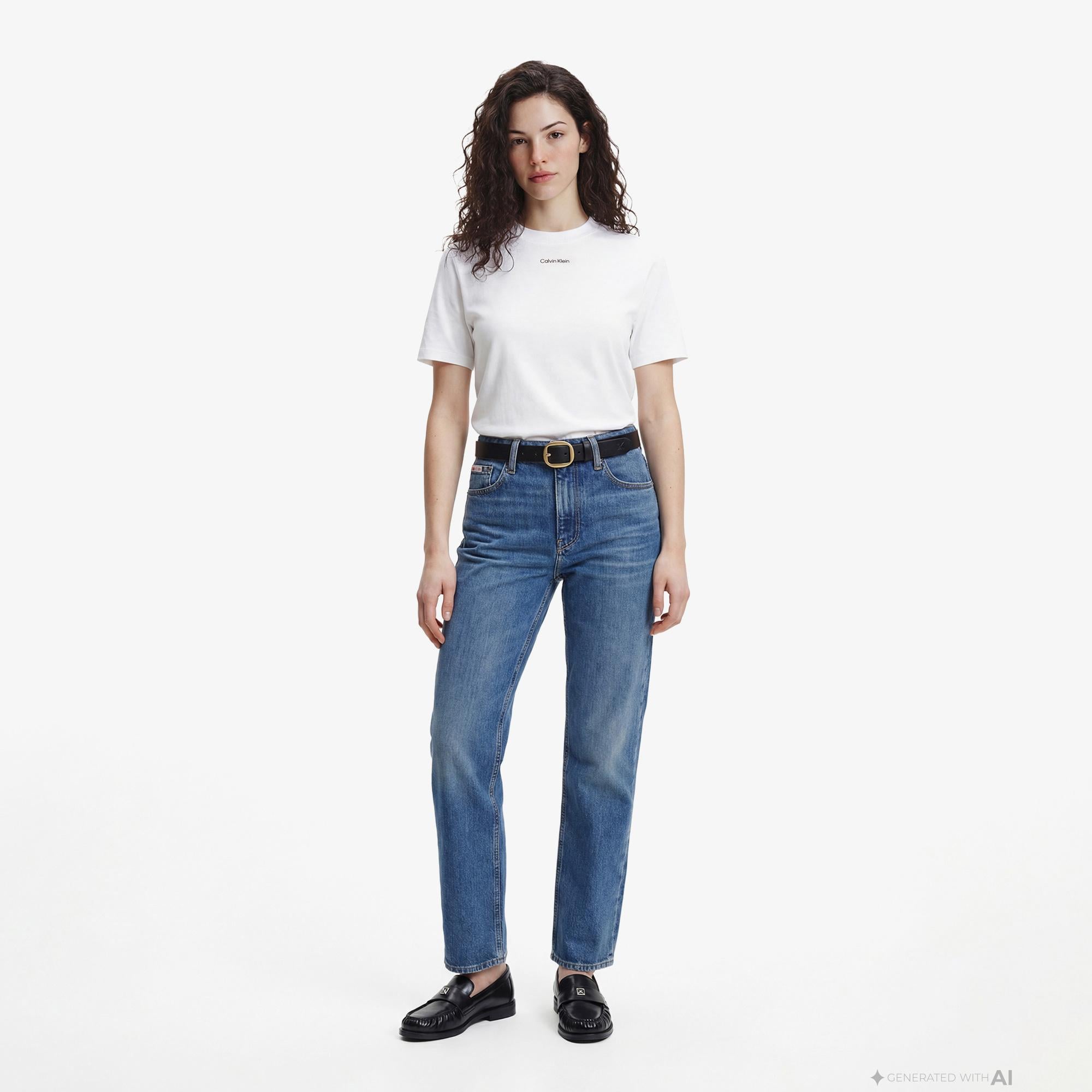 Calvin Klein 20S Classic Logo Kadın Beyaz T-Shirt