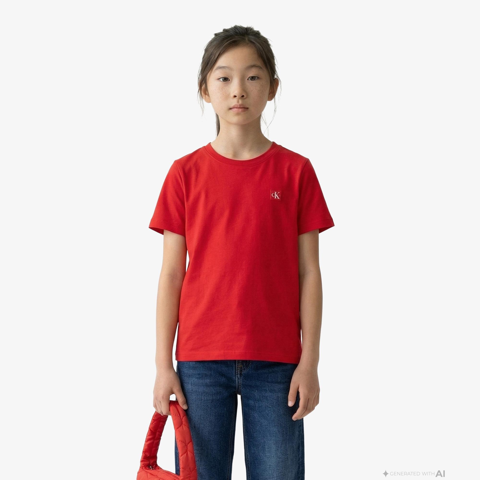 Calvin Klein Mono Mini Badge Reg Çocuk Kırmızı T-Shirt