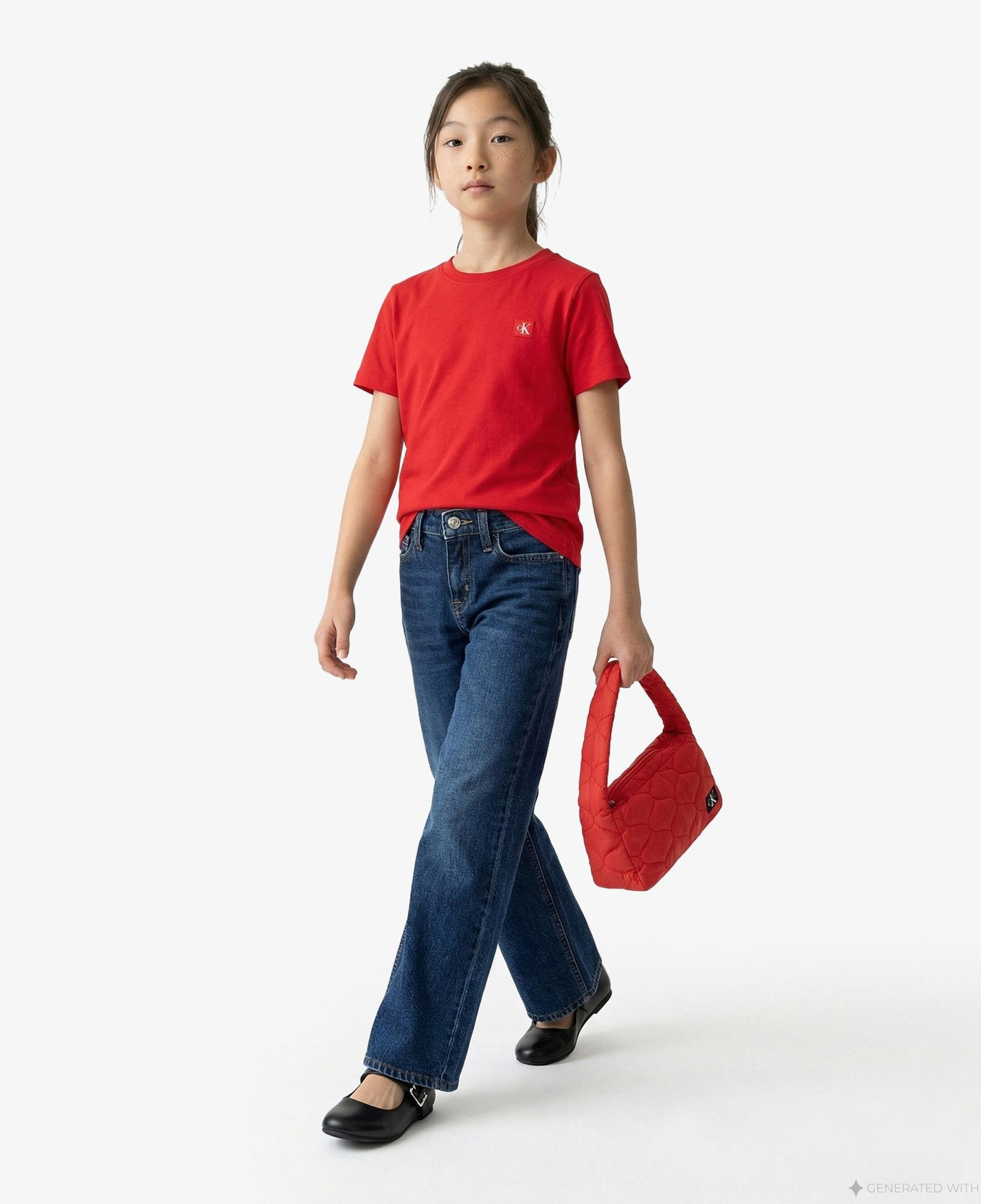 Calvin Klein Mono Mini Badge Reg Çocuk Kırmızı T-Shirt