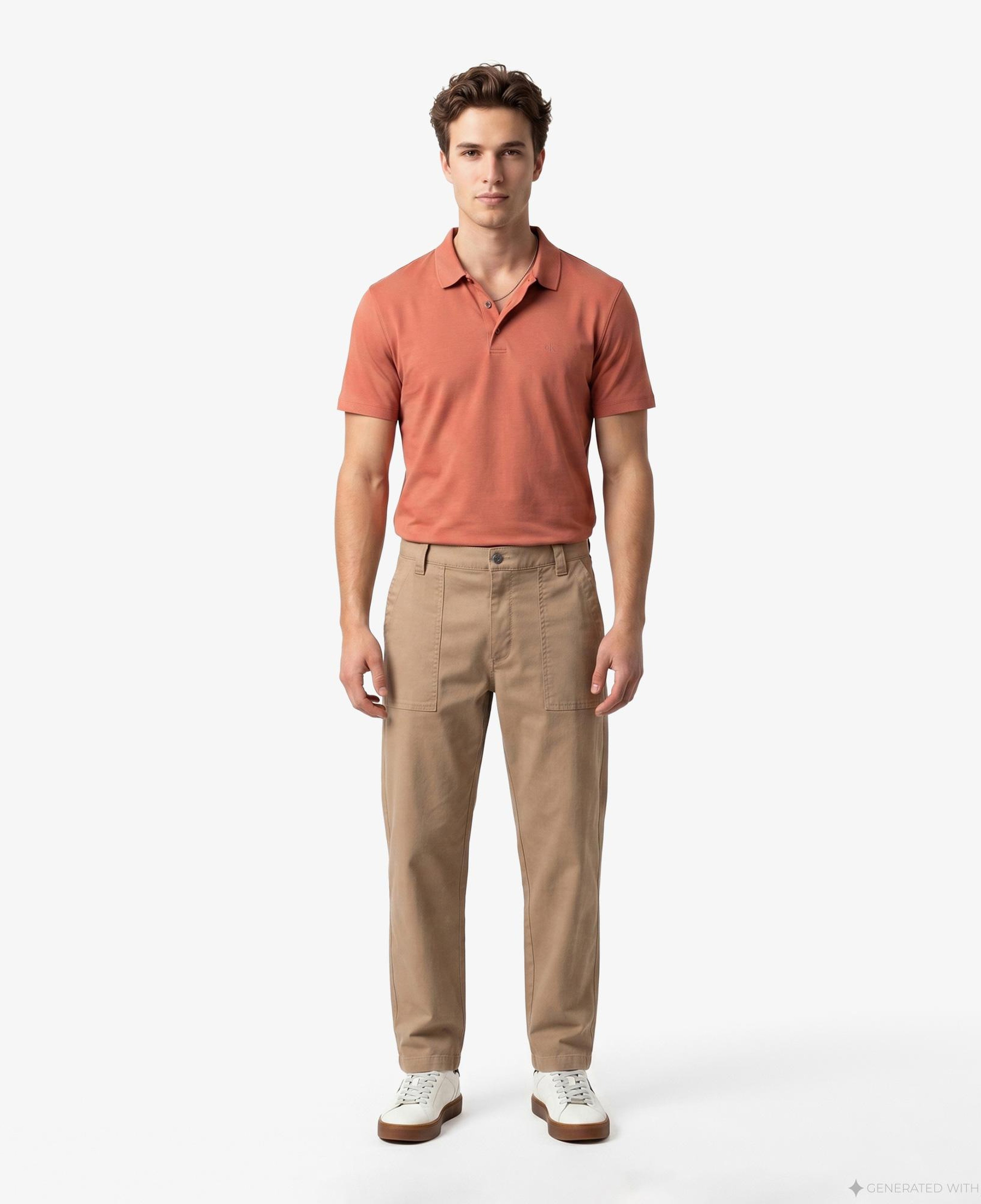 Calvin Klein Supima Chest Emb Erkek Kahverengi Polo