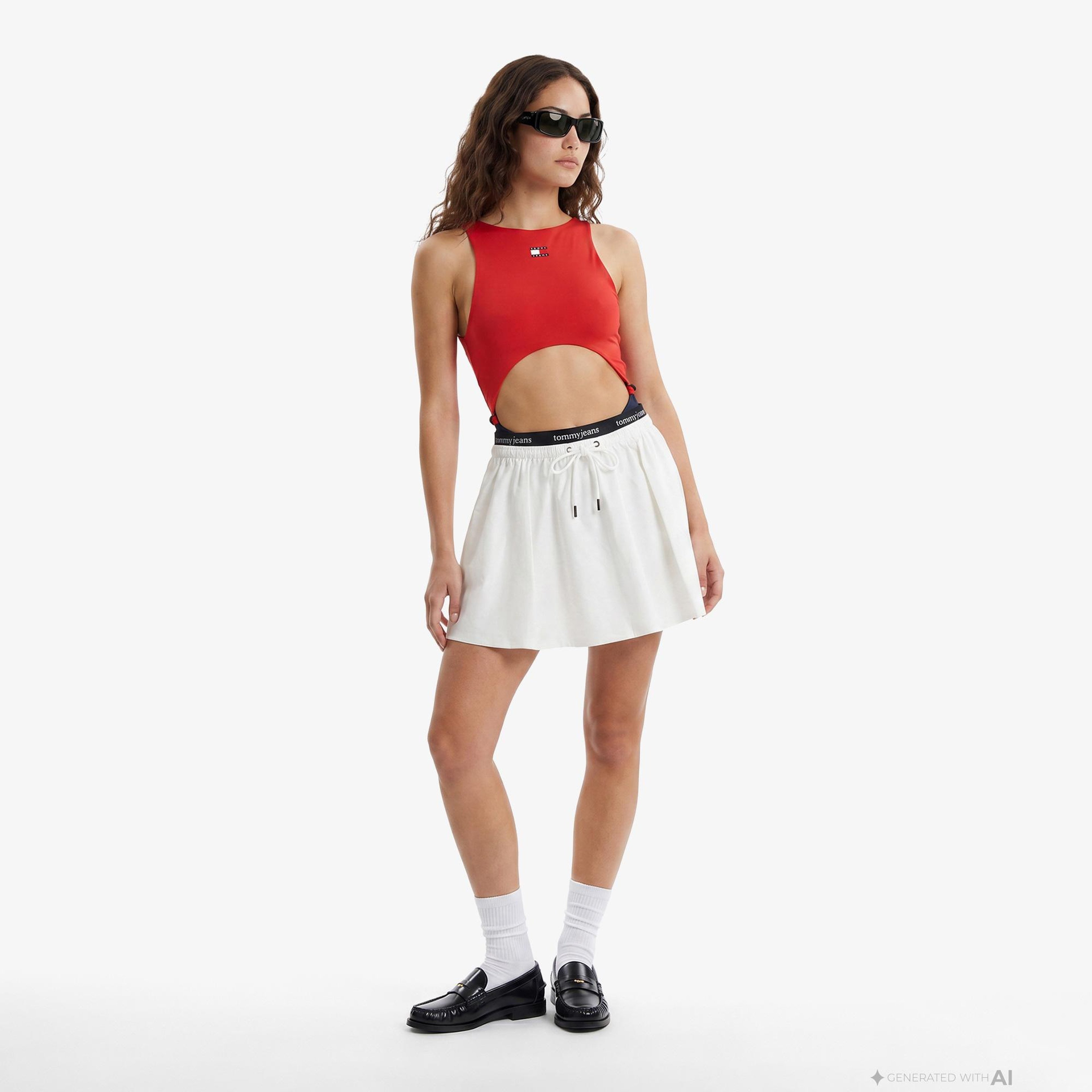 Tommy Hilfiger Logo Tape Kadın Beyaz Etek