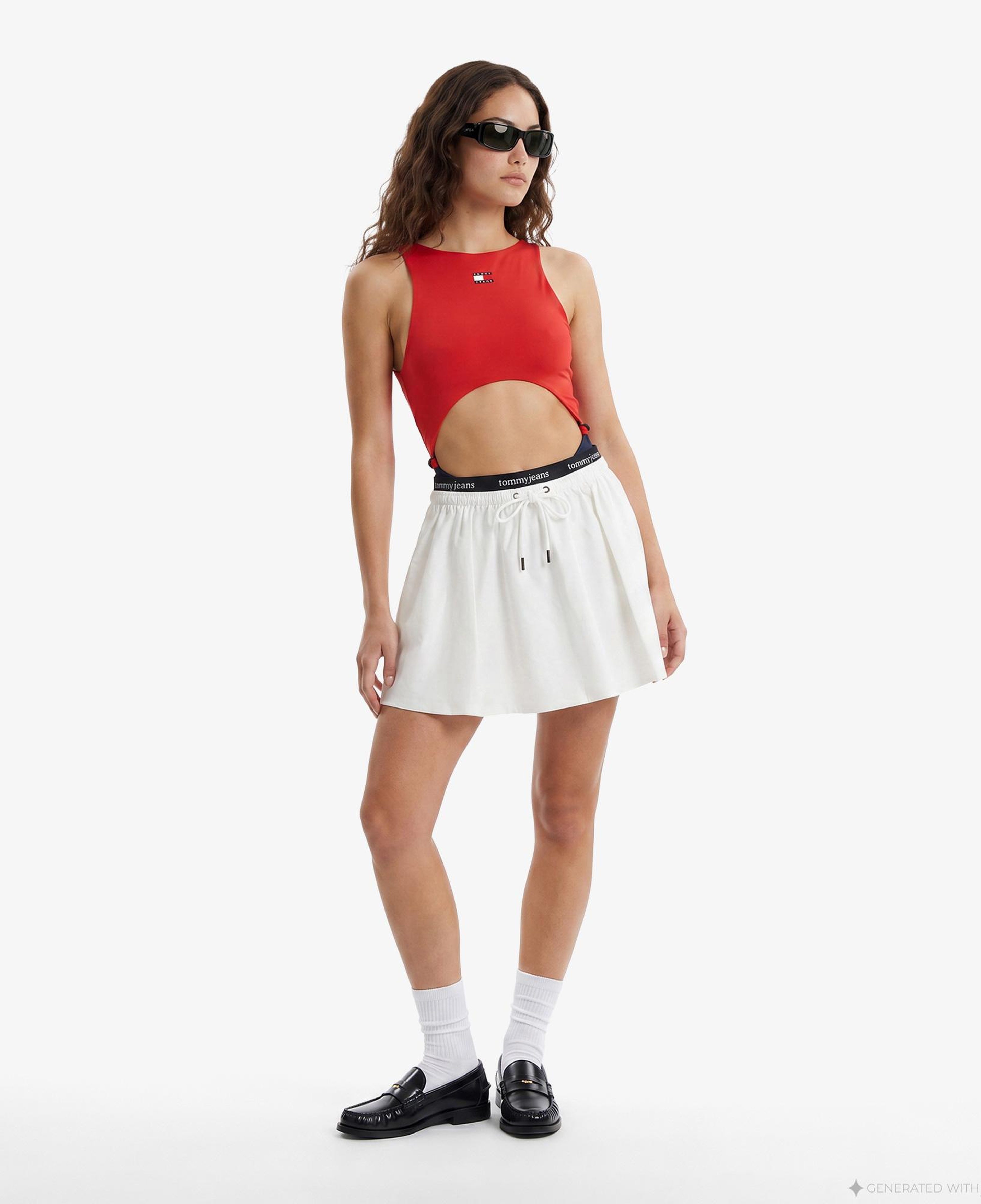 Tommy Hilfiger Logo Tape Kadın Beyaz Etek
