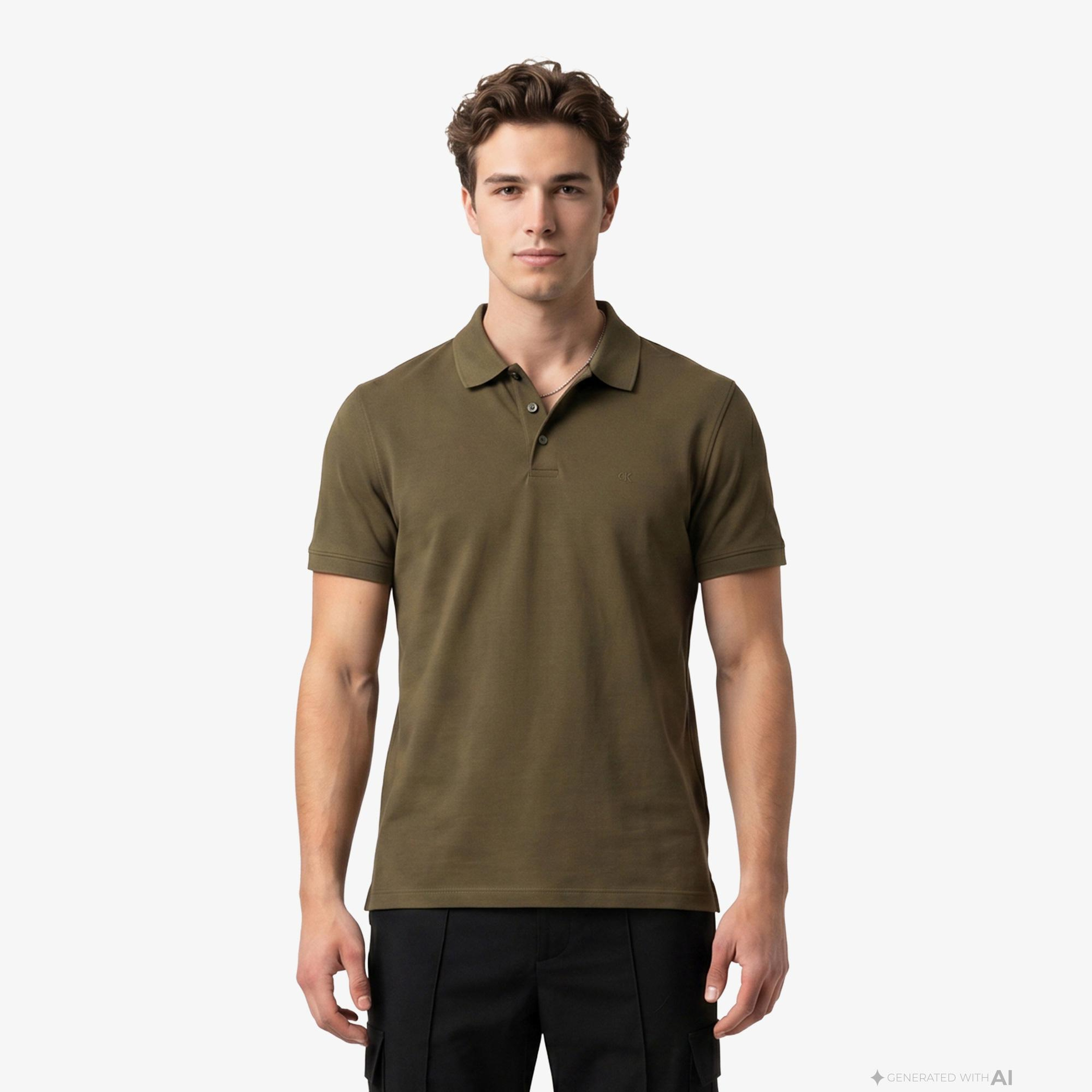 Calvin Klein Supima Chest Emb Erkek Sarı Polo