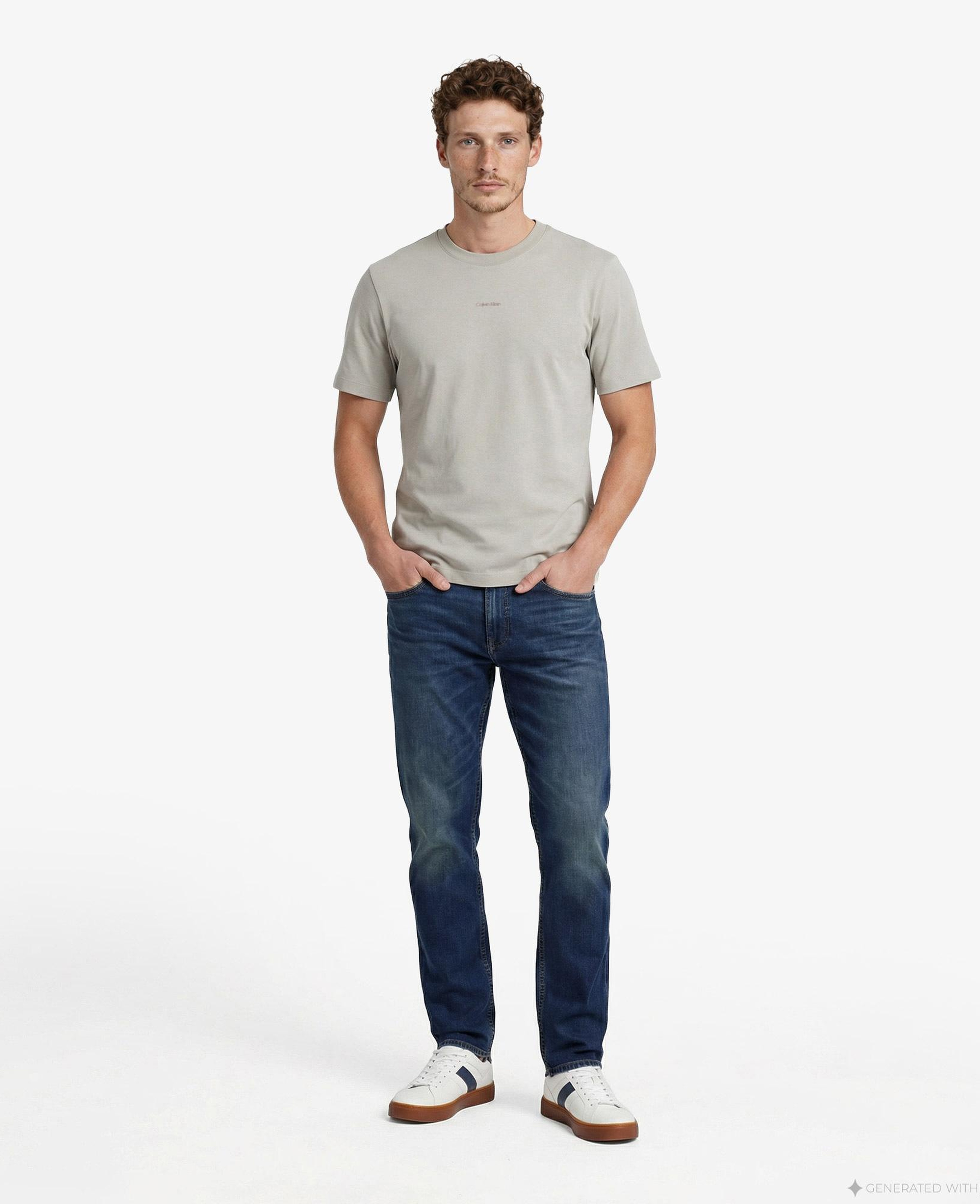 Calvin Klein Stretch Cotton Pique Nano Erkek Kahverengi T-Shirt