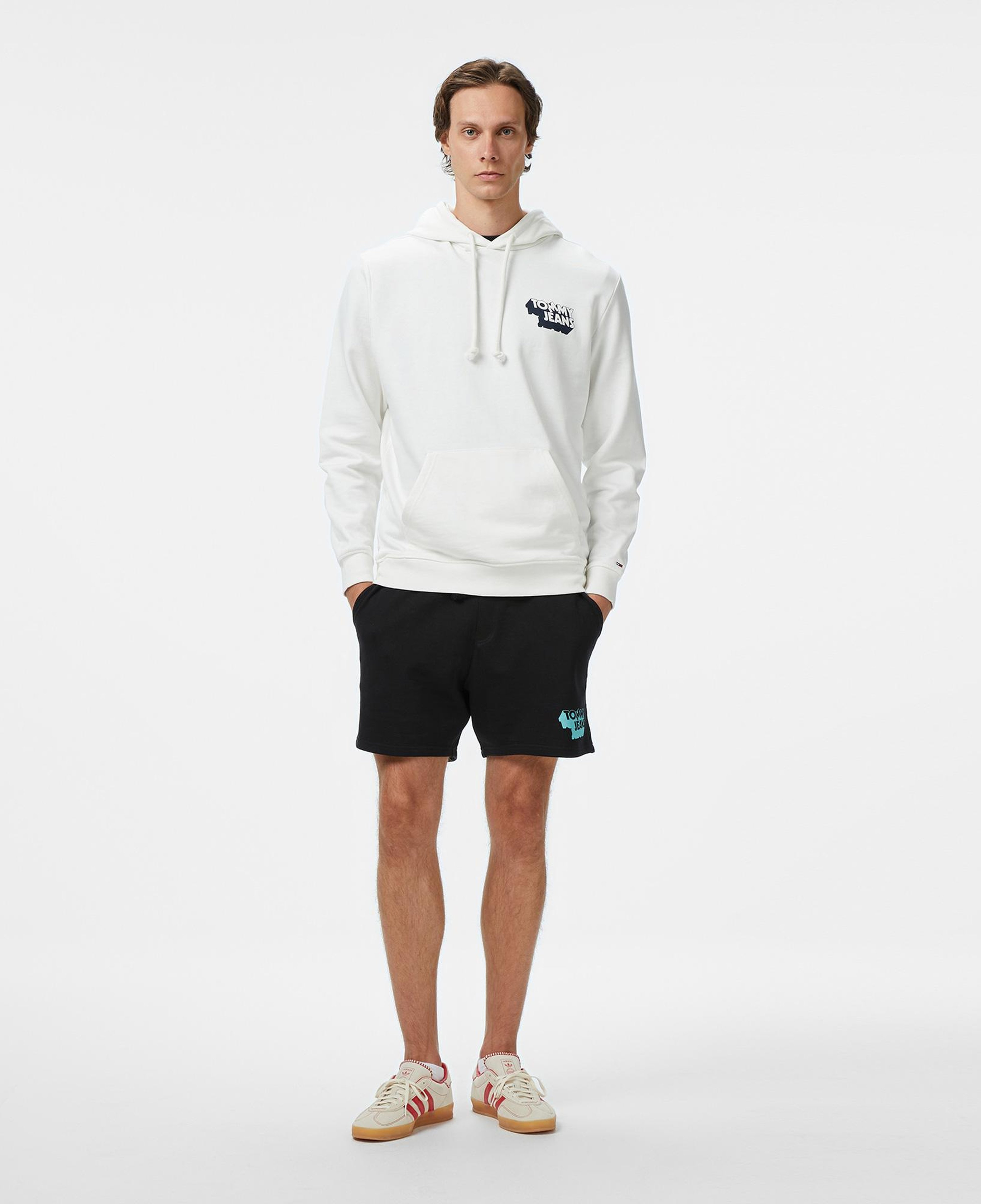 Tommy Jeans Stack Logo Erkek Beyaz Sweatshirt