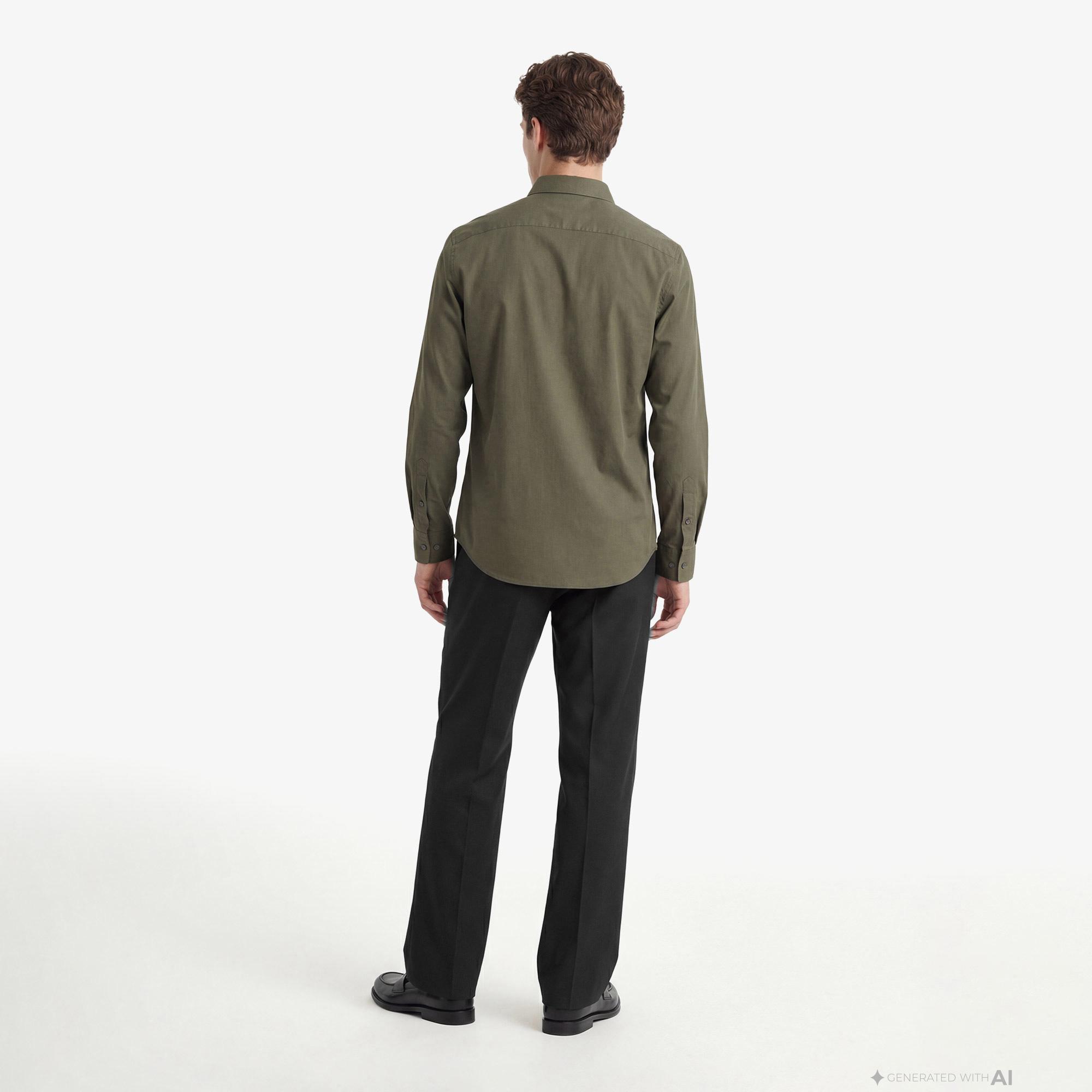Calvin Klein Solid Stretch Classic Erkek Haki Gömlek