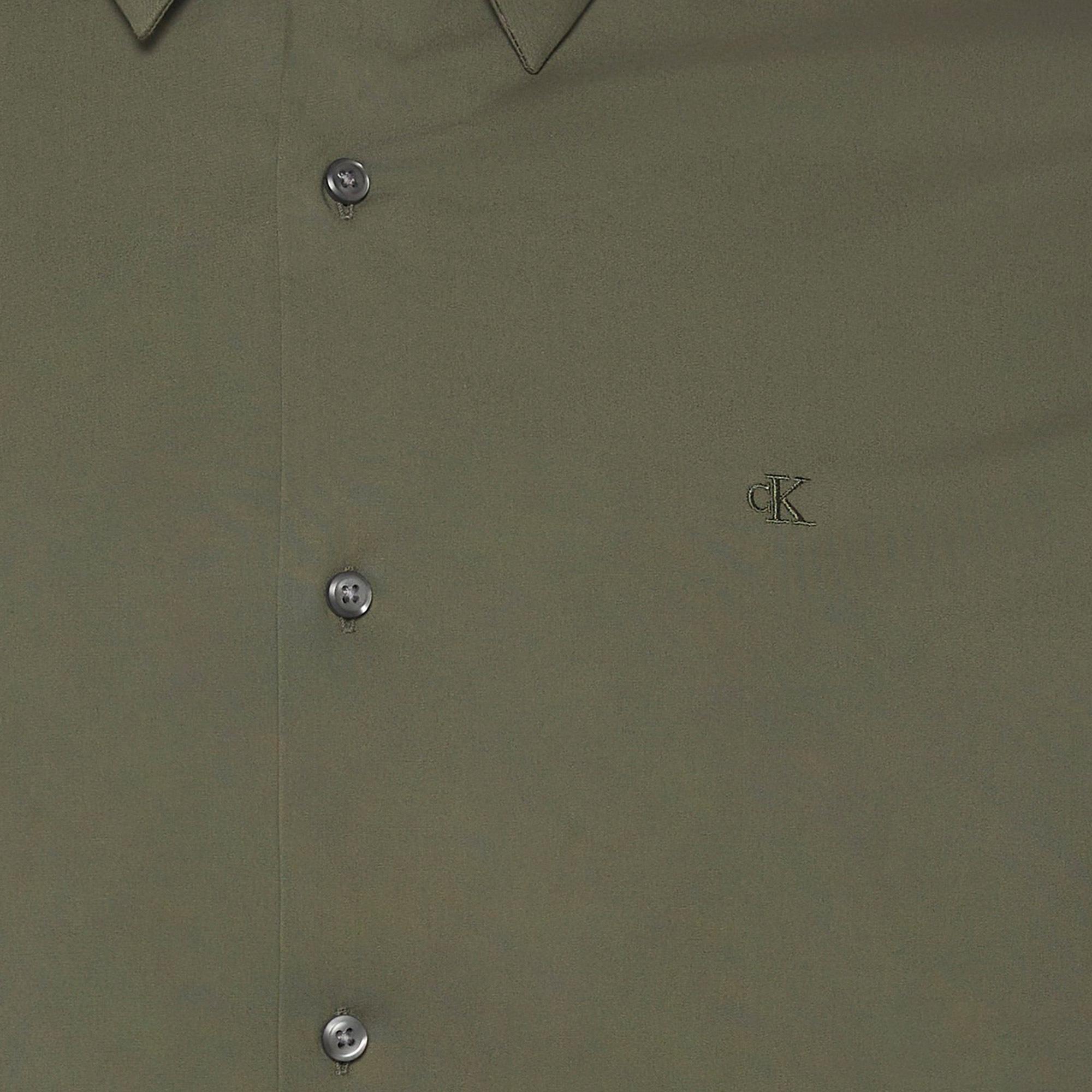 Calvin Klein Solid Stretch Classic Erkek Haki Gömlek