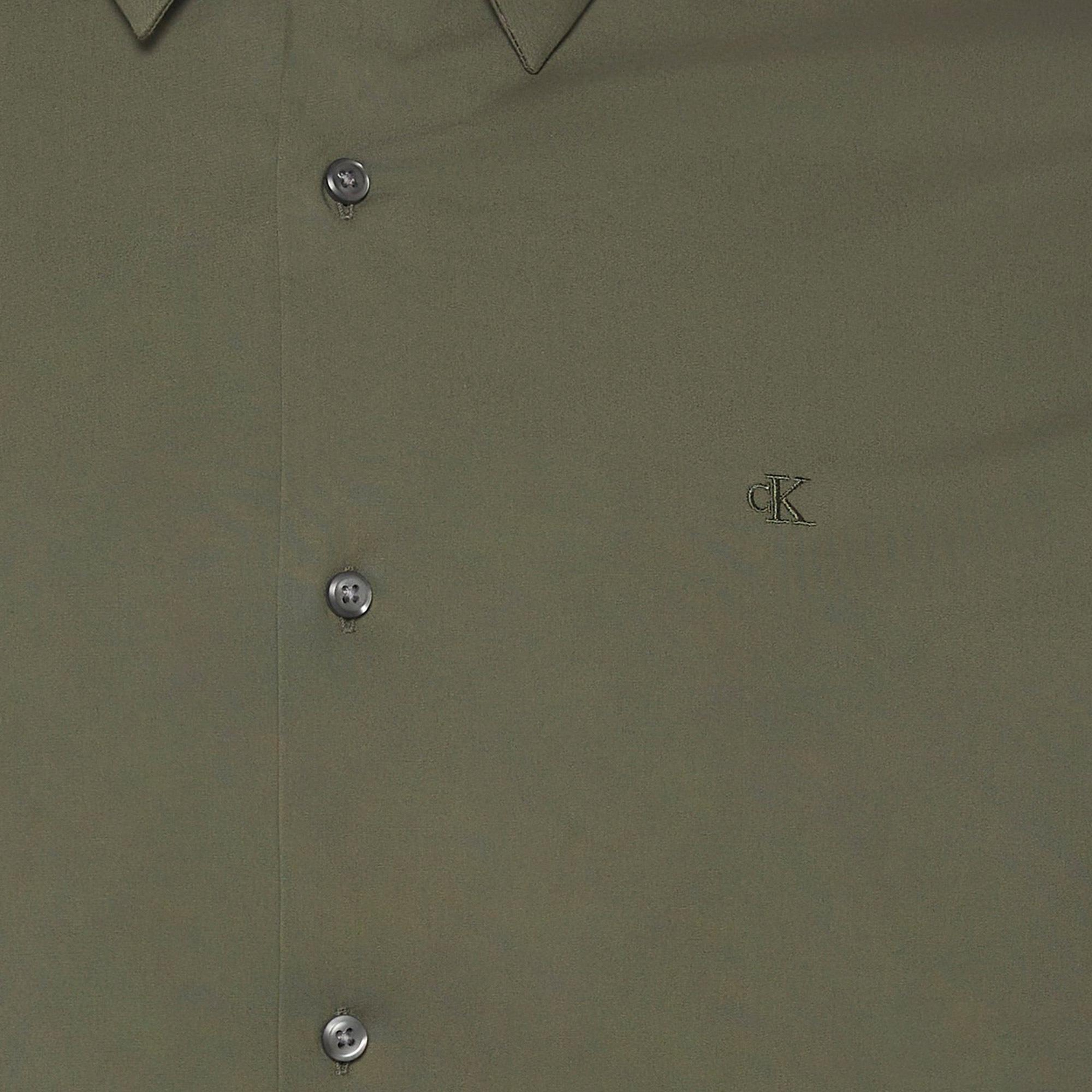 Calvin Klein Solid Stretch Classic Erkek Haki Gömlek