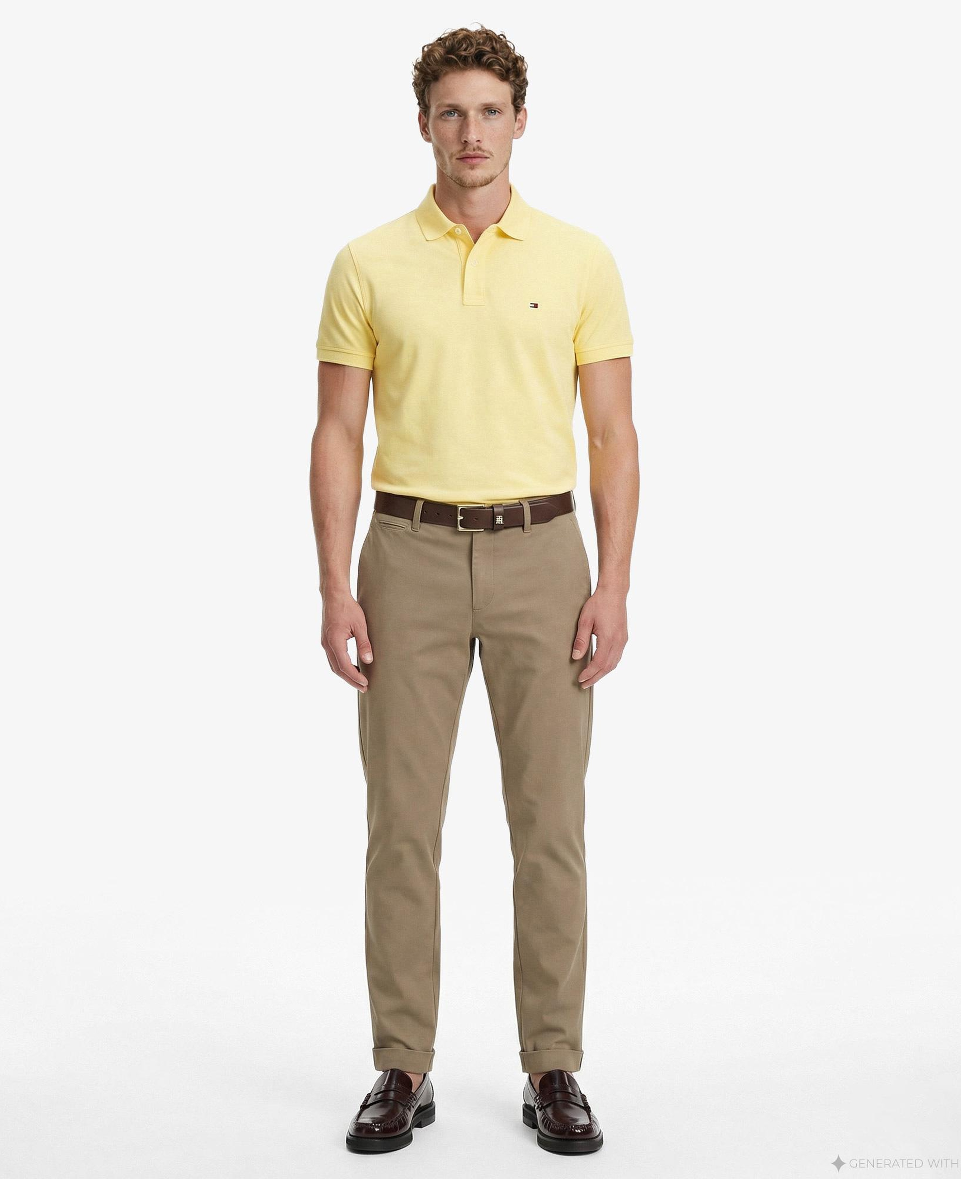 Tommy Hilfiger Core Essentials Erkek Sarı Polo Yaka T-Shirt