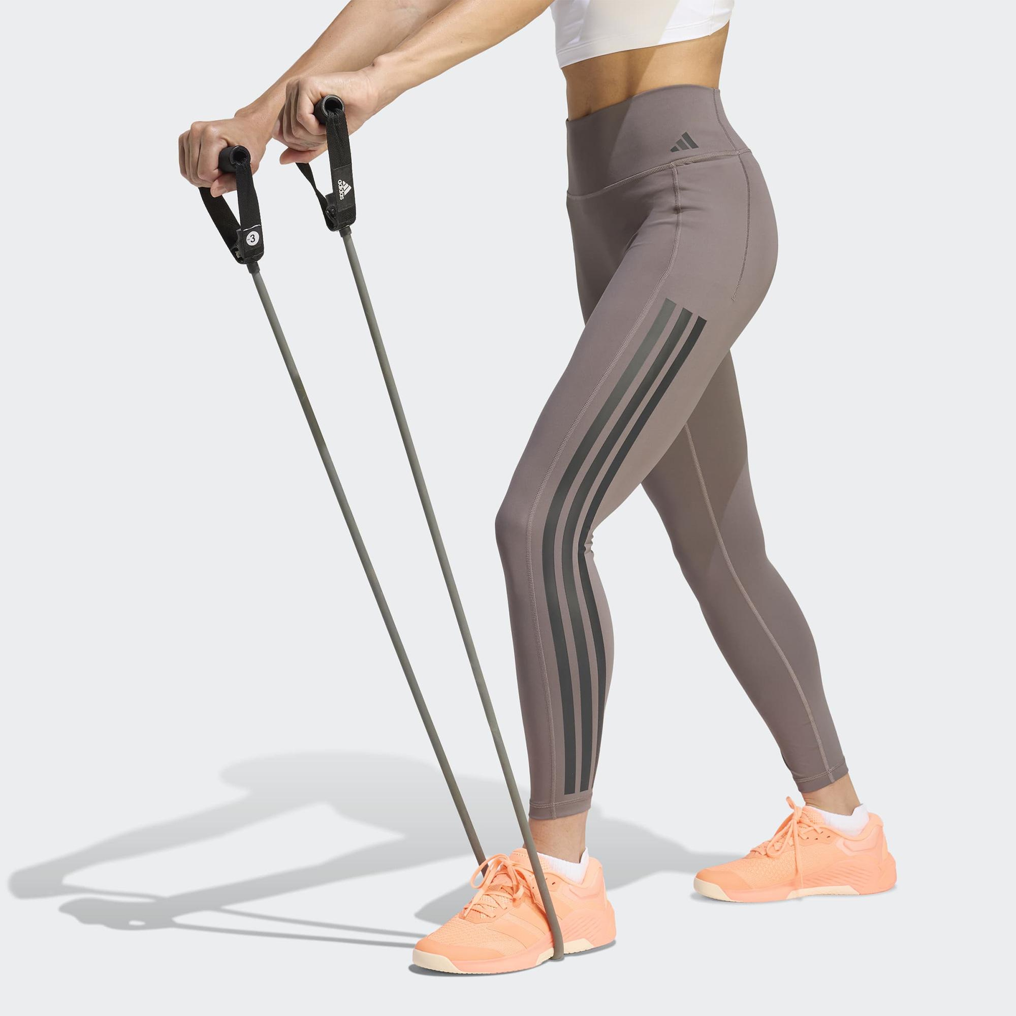 adidas Optime Workout 3-Stripes Kadın Gri Tayt