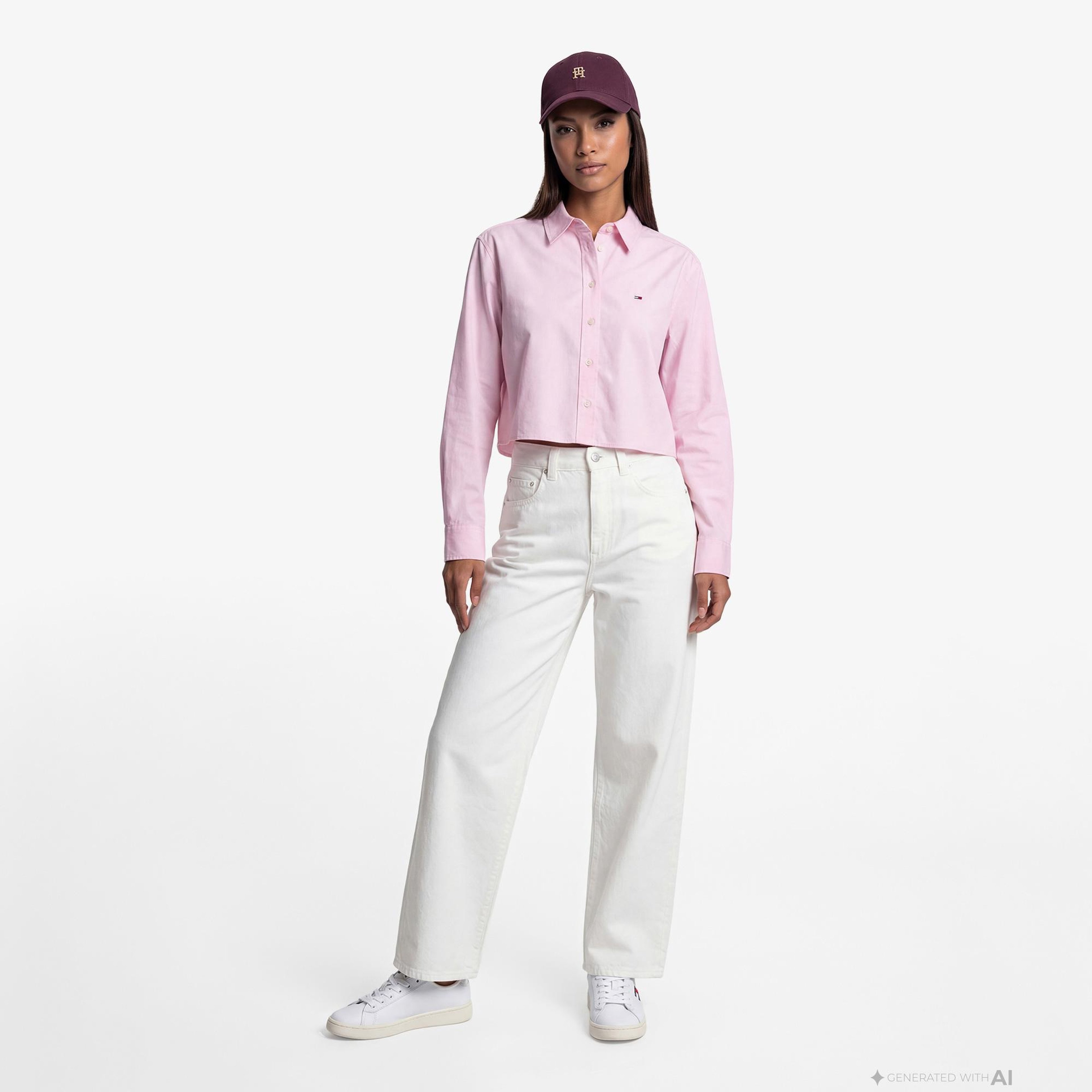 Tommy Hilfiger Denim Essentials Kadın Pembe Gömlek