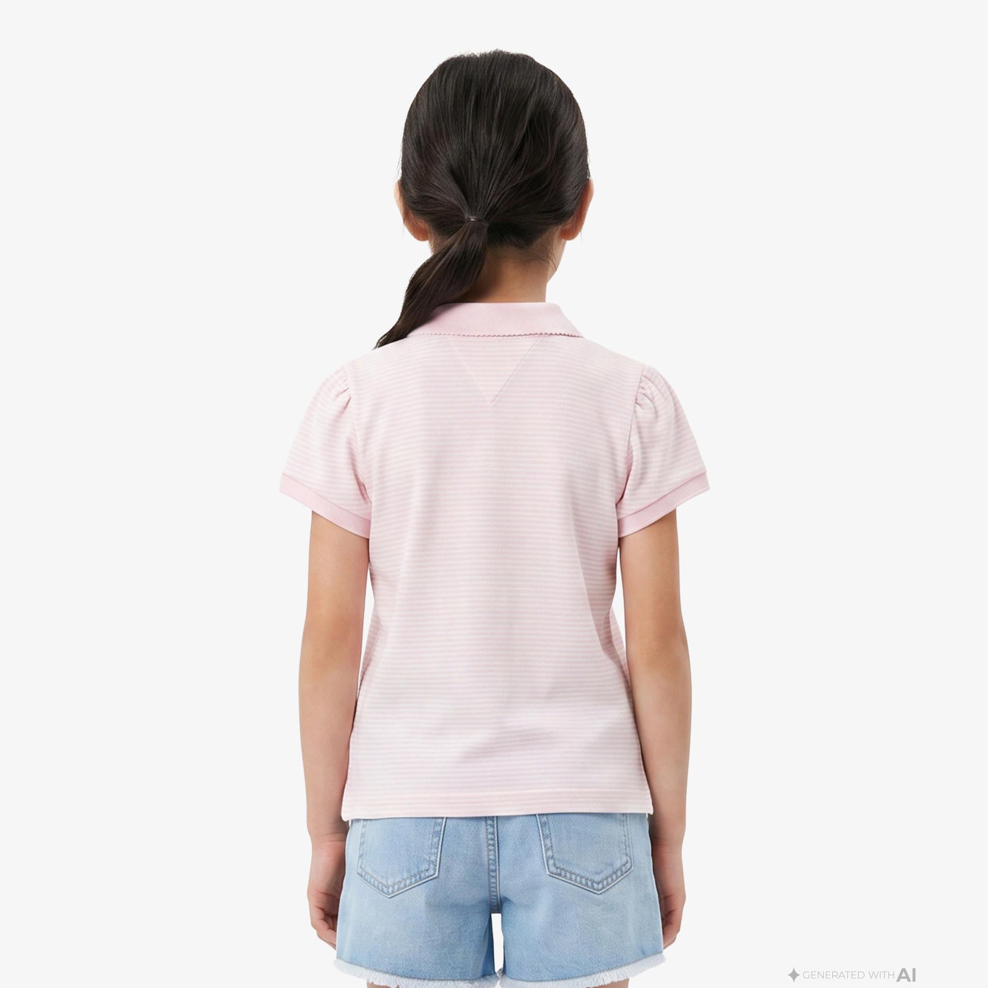Tommy Hilfiger Little Çocuk Pembe Polo Yaka T-Shirt