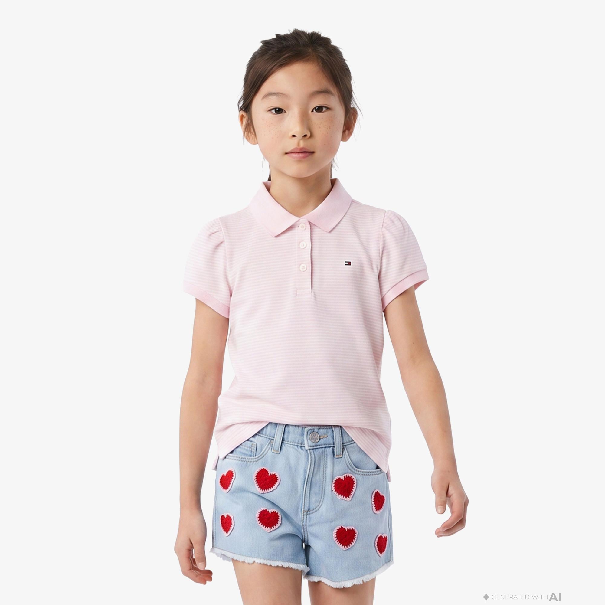 Tommy Hilfiger Little Çocuk Pembe Polo Yaka T-Shirt