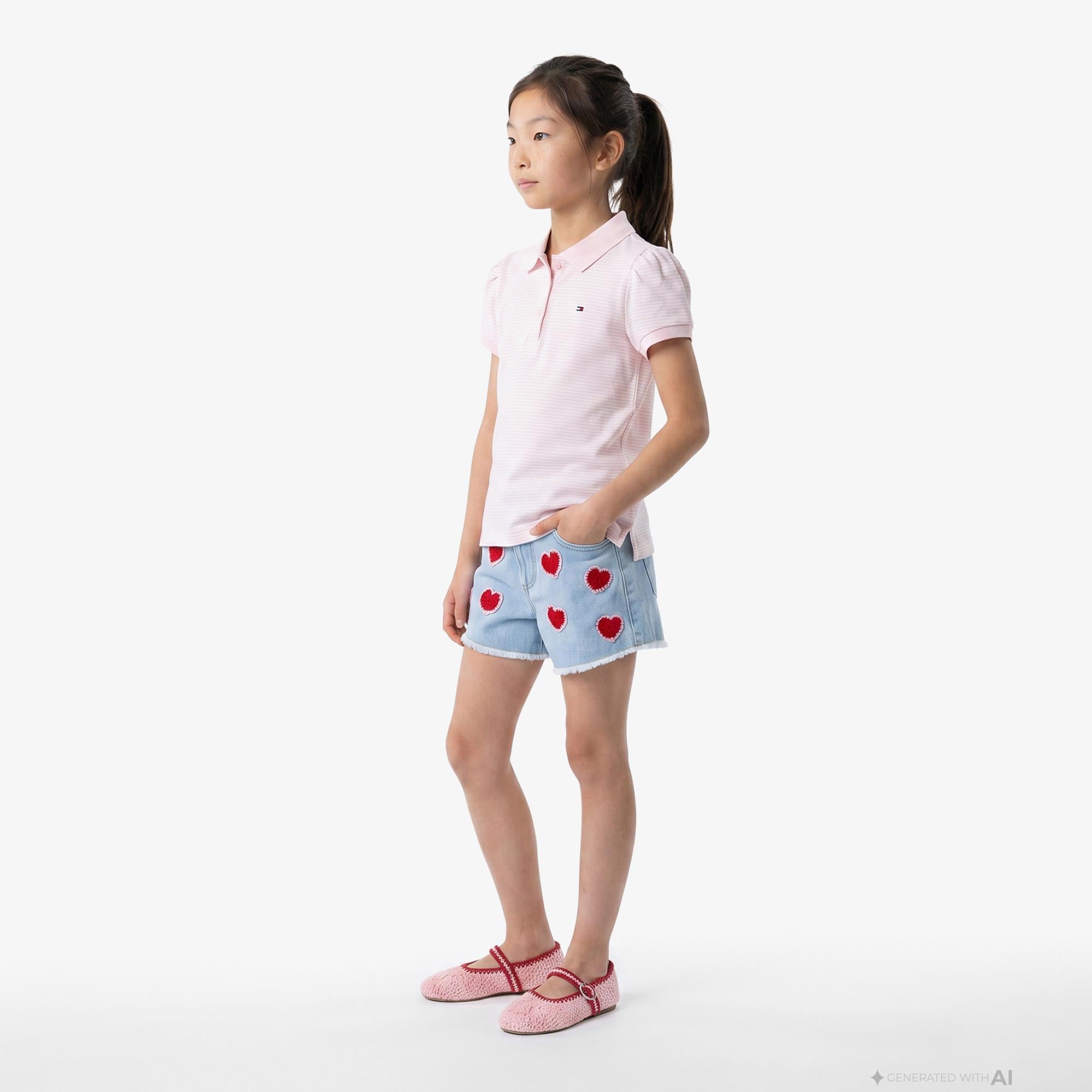 Tommy Hilfiger Little Çocuk Pembe Polo Yaka T-Shirt