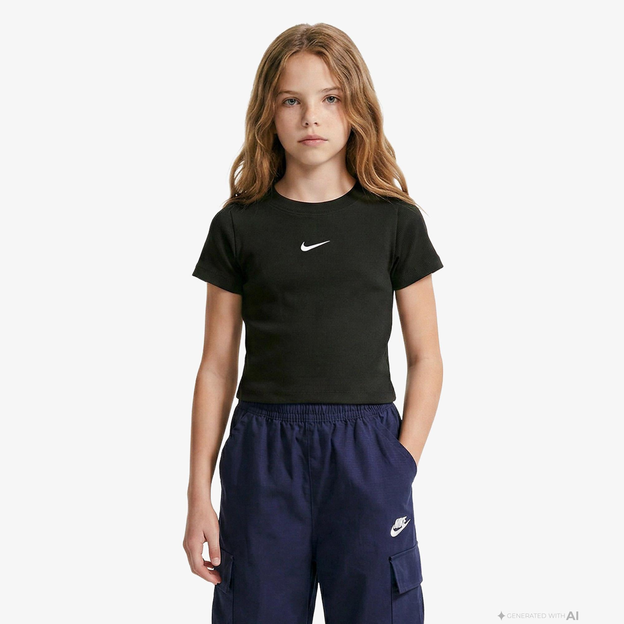 Nike Sportswear Çocuk Siyah Crop T-Shirt