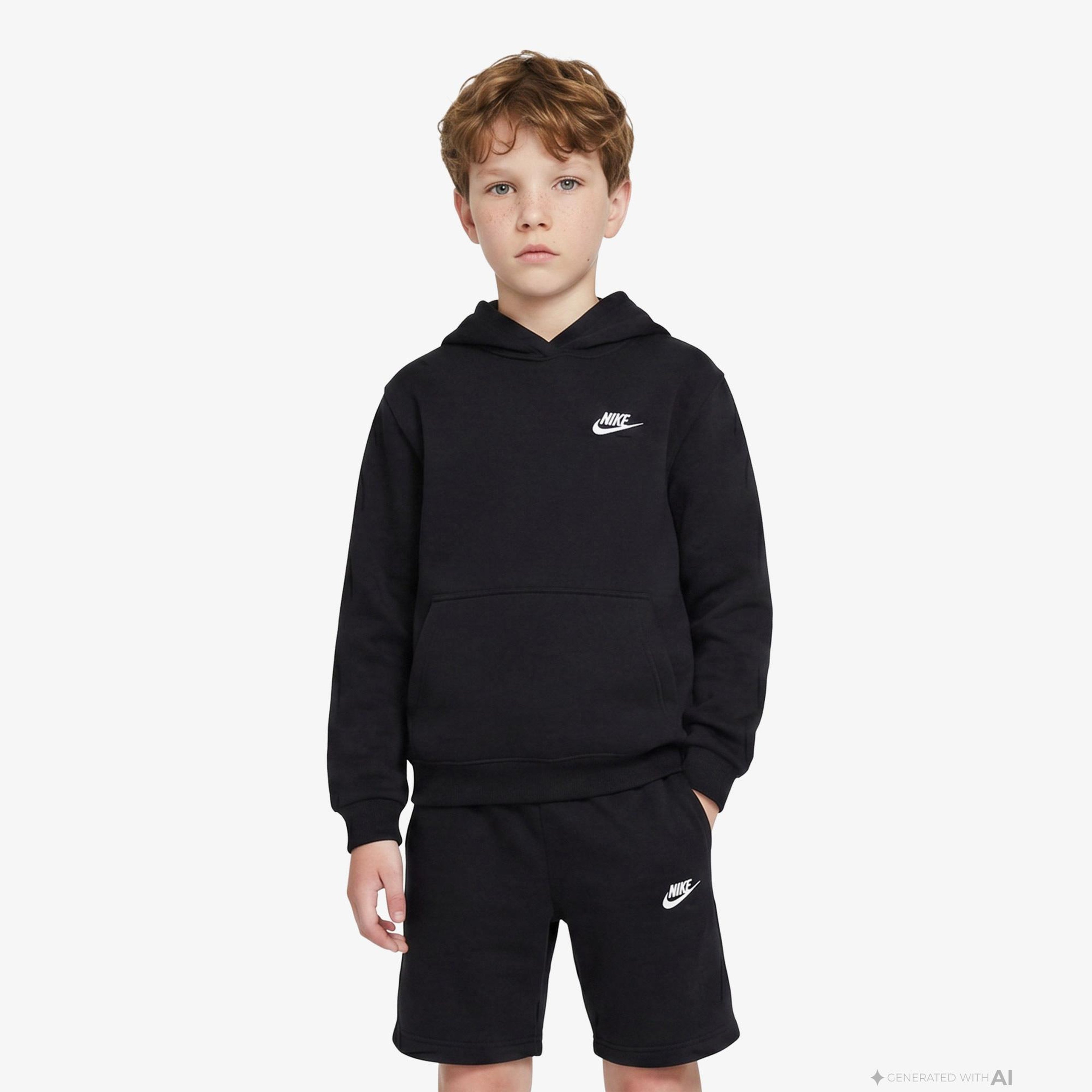 Nike Sportswear Club Fleece Çocuk Siyah Kapüşonlu Hoodie