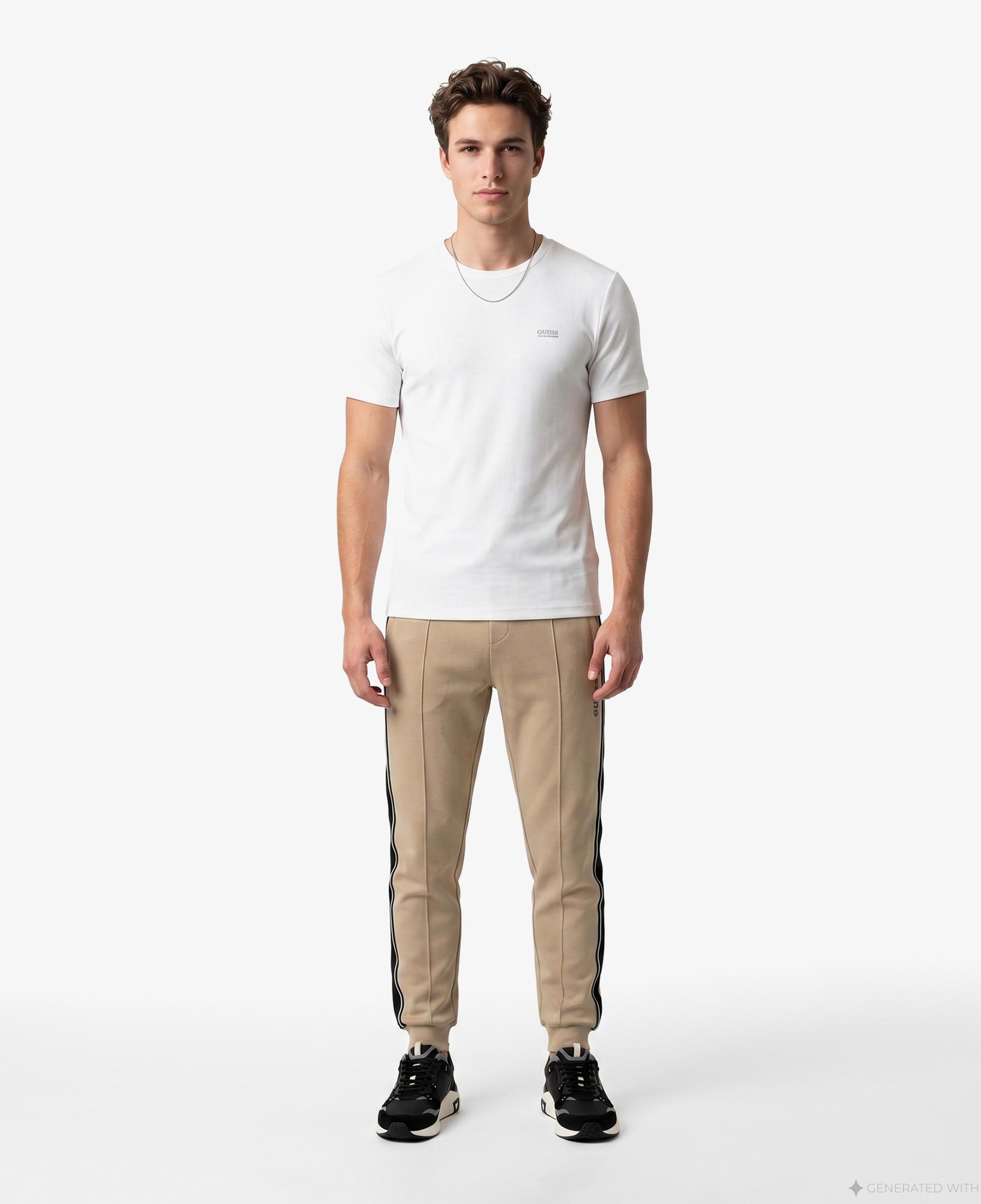 Guess Waffle Slim Fit Erkek Beyaz T-Shirt