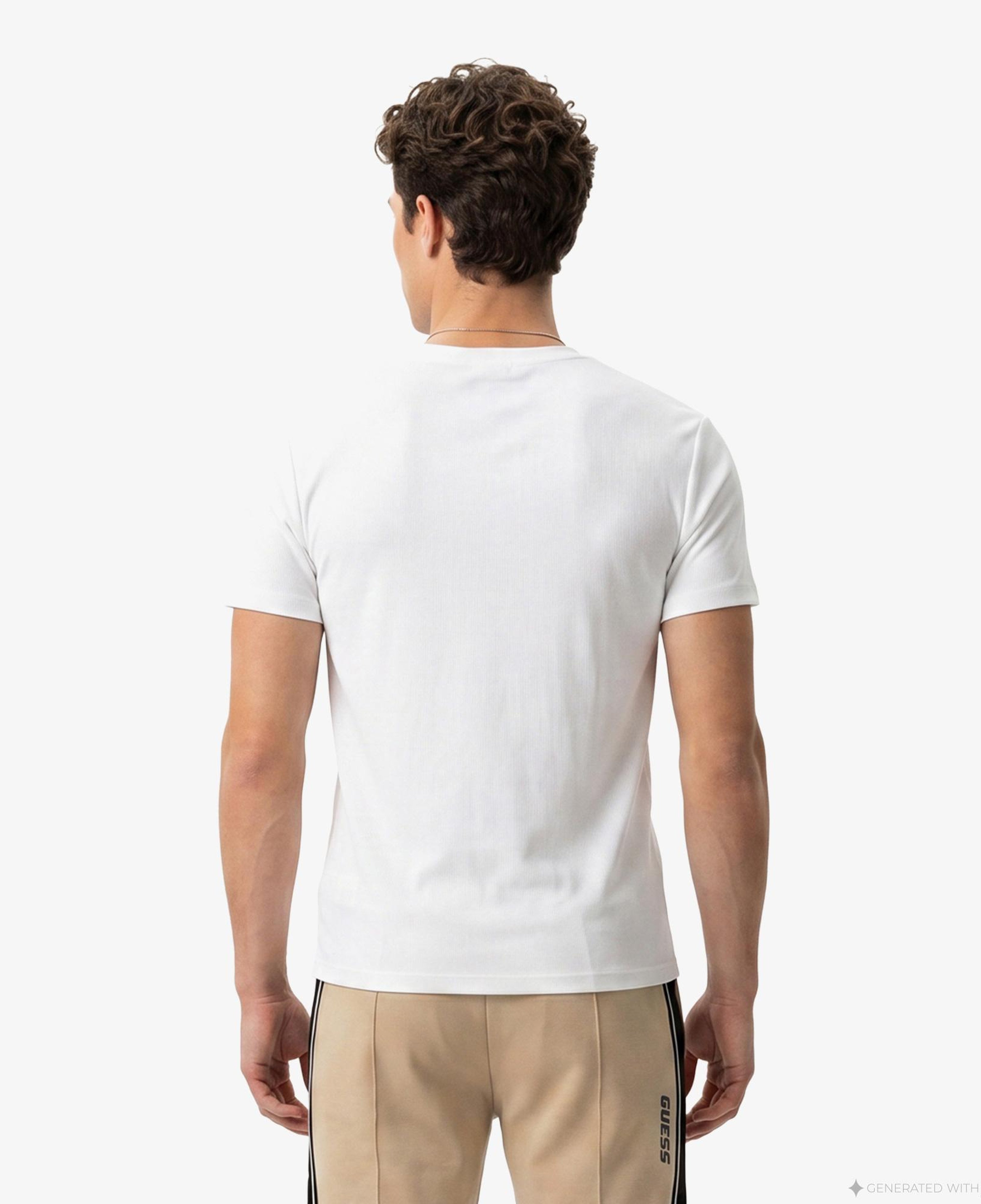Guess Waffle Slim Fit Erkek Beyaz T-Shirt