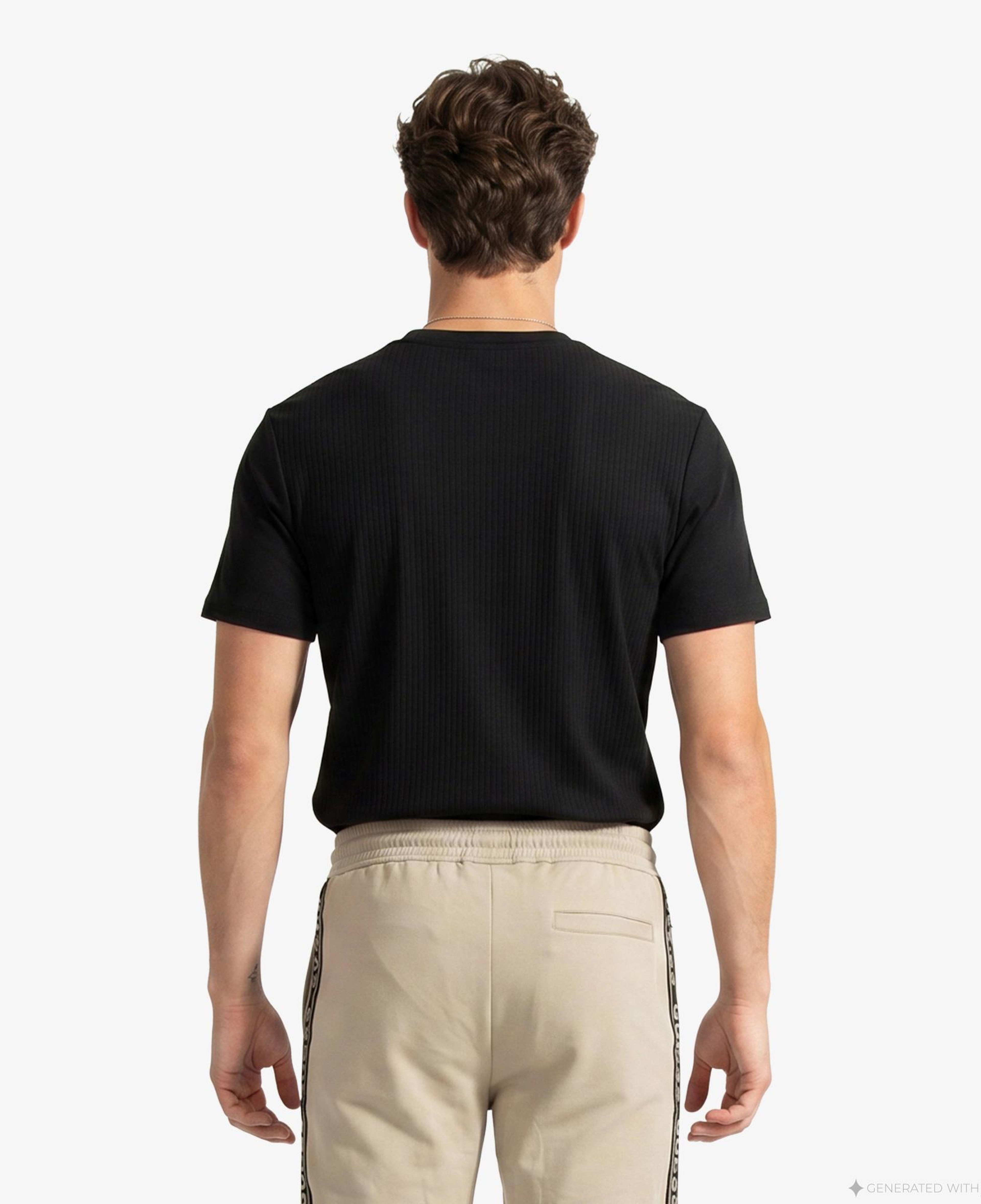Guess Waffle Slim Fit Erkek Siyah T-Shirt