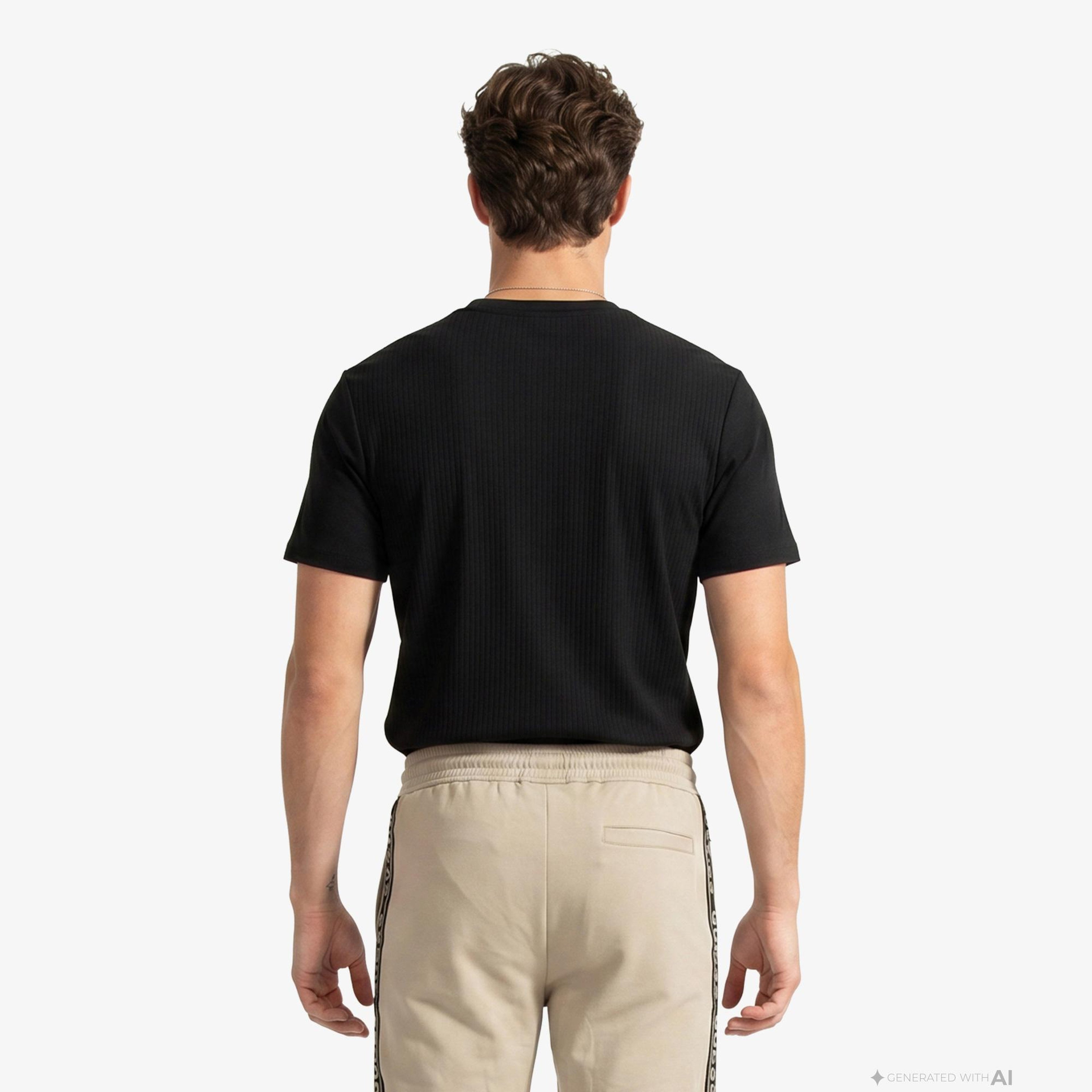 Guess Waffle Slim Fit Erkek Siyah T-Shirt