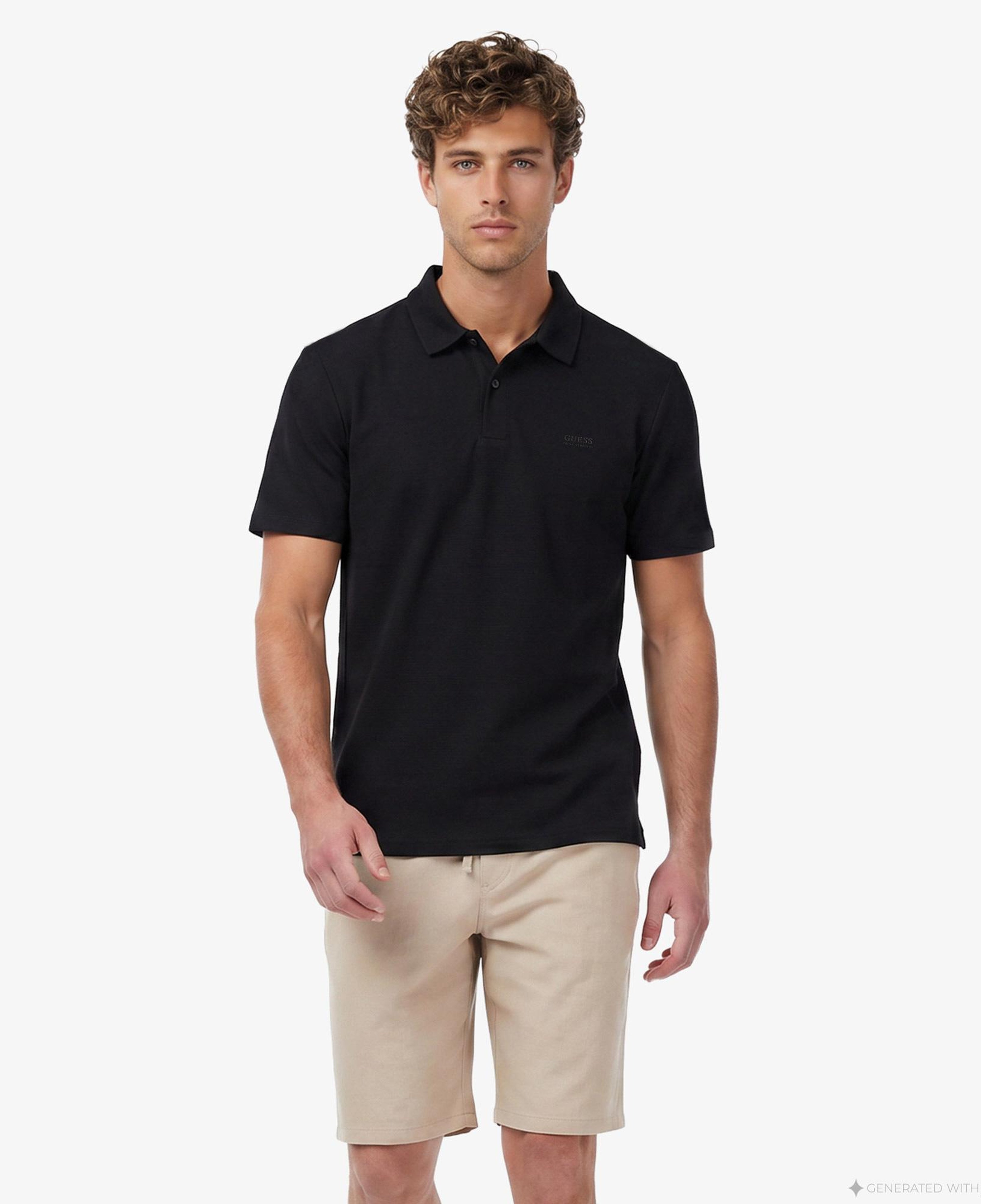Guess Tech Slim Fit Erkek Siyah Polo