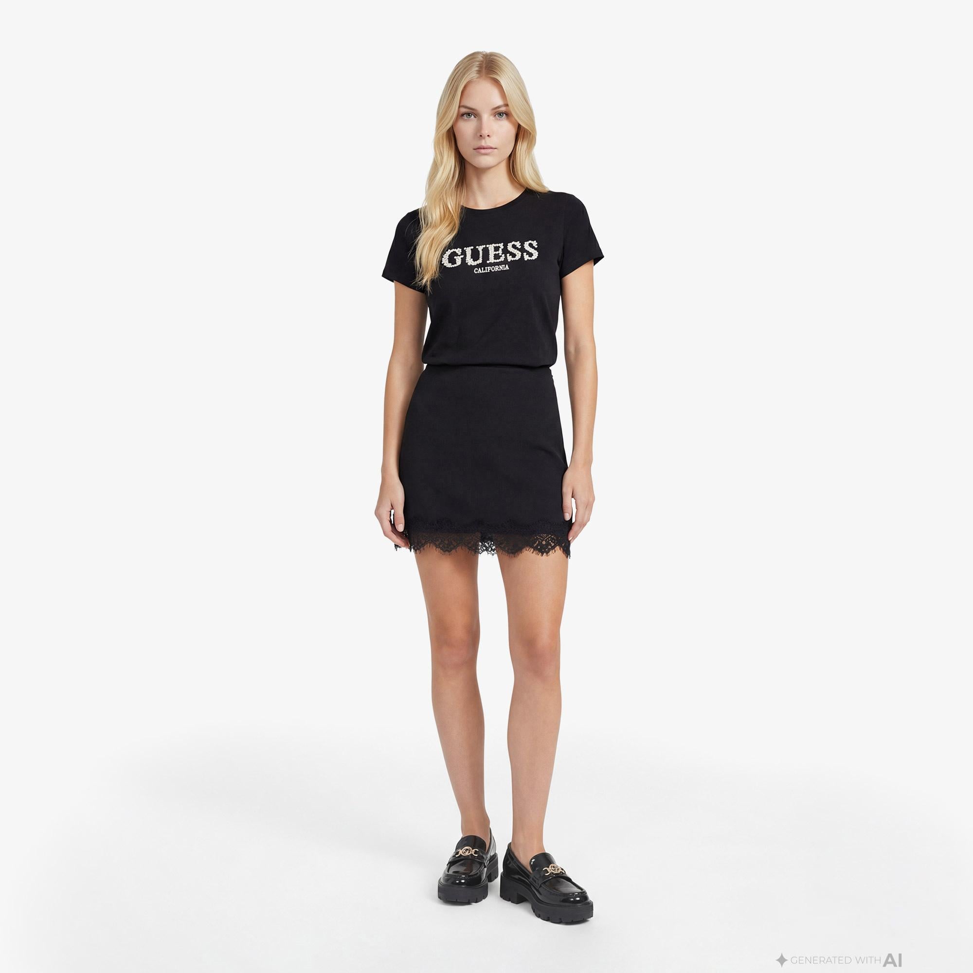 Guess Giuditta Aktif Regular Fit Kadın Siyah T-Shirt