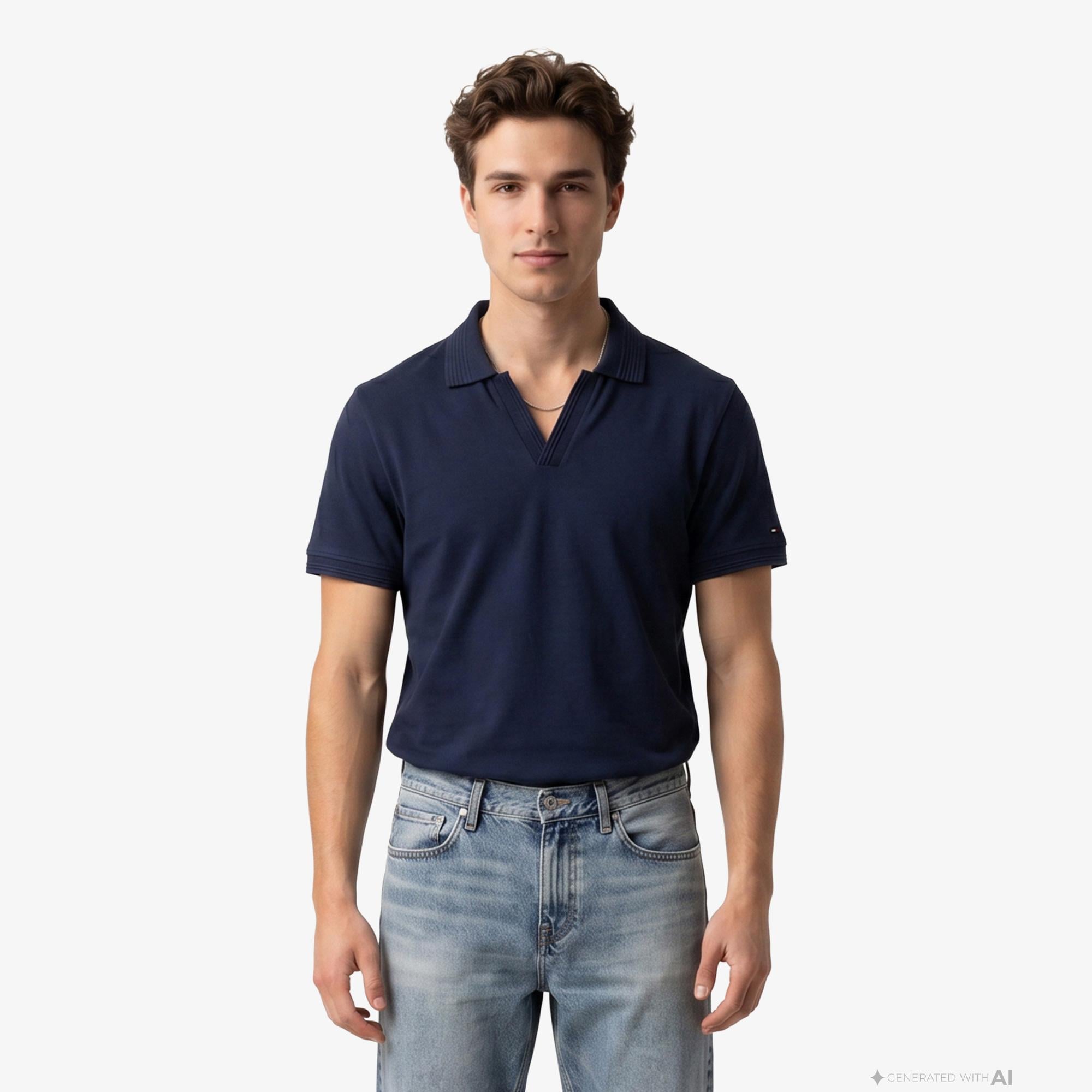 Tommy Hilfiger Erkek Lacivert Polo Yaka T-Shirt
