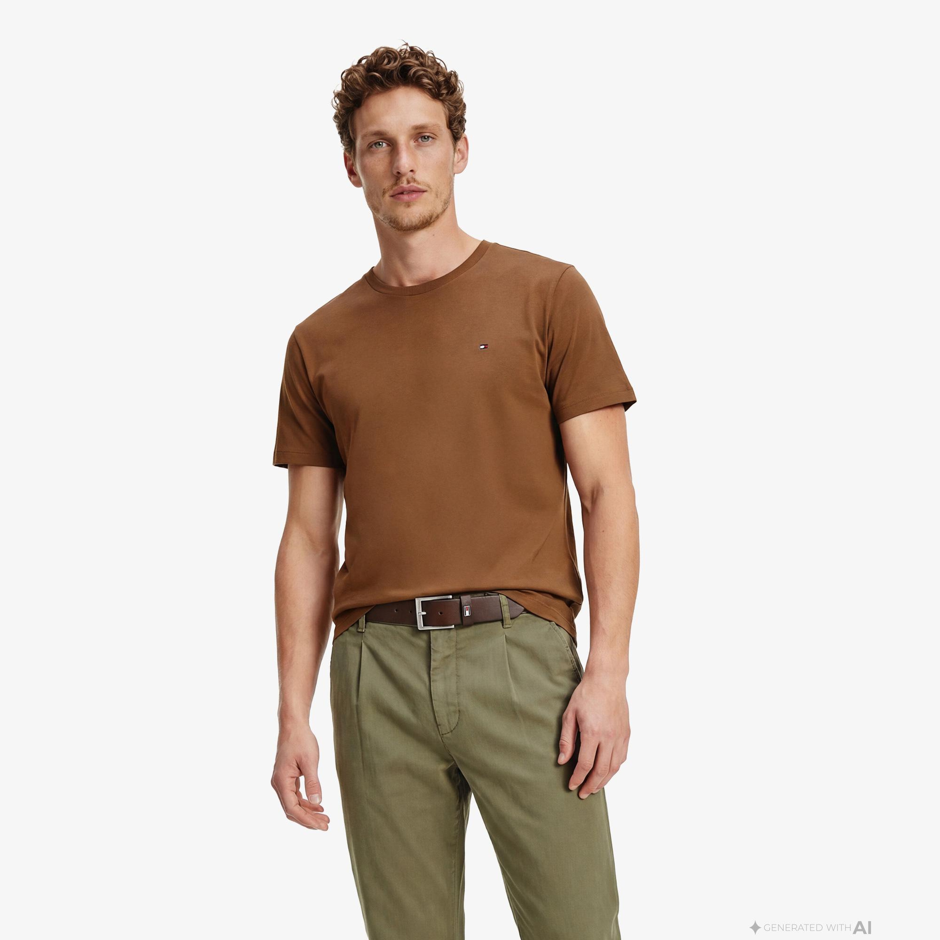 Tommy Hilfiger Core Essentials Erkek Kahverengi T-Shirt