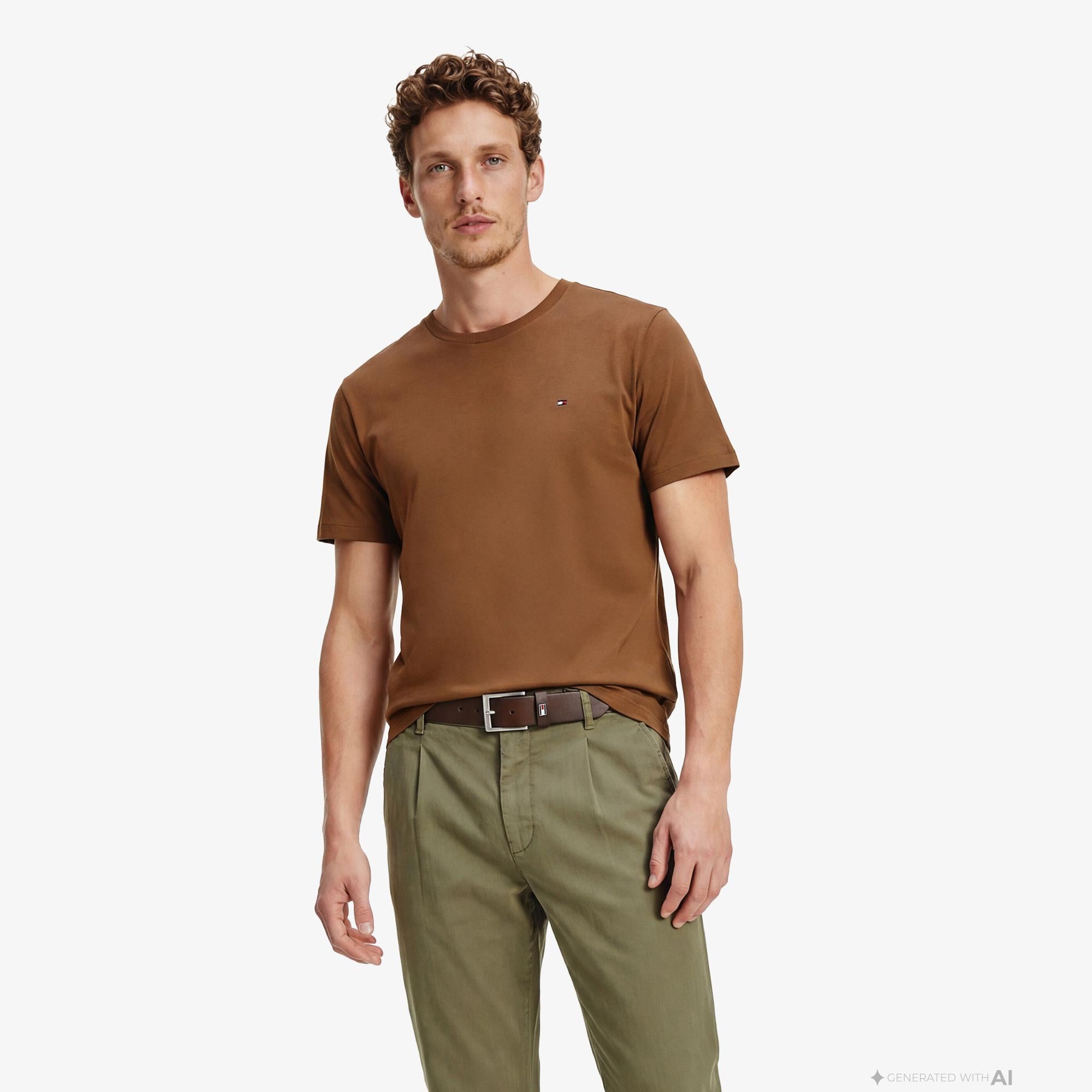Tommy Hilfiger Core Essentials Erkek Kahverengi T-Shirt