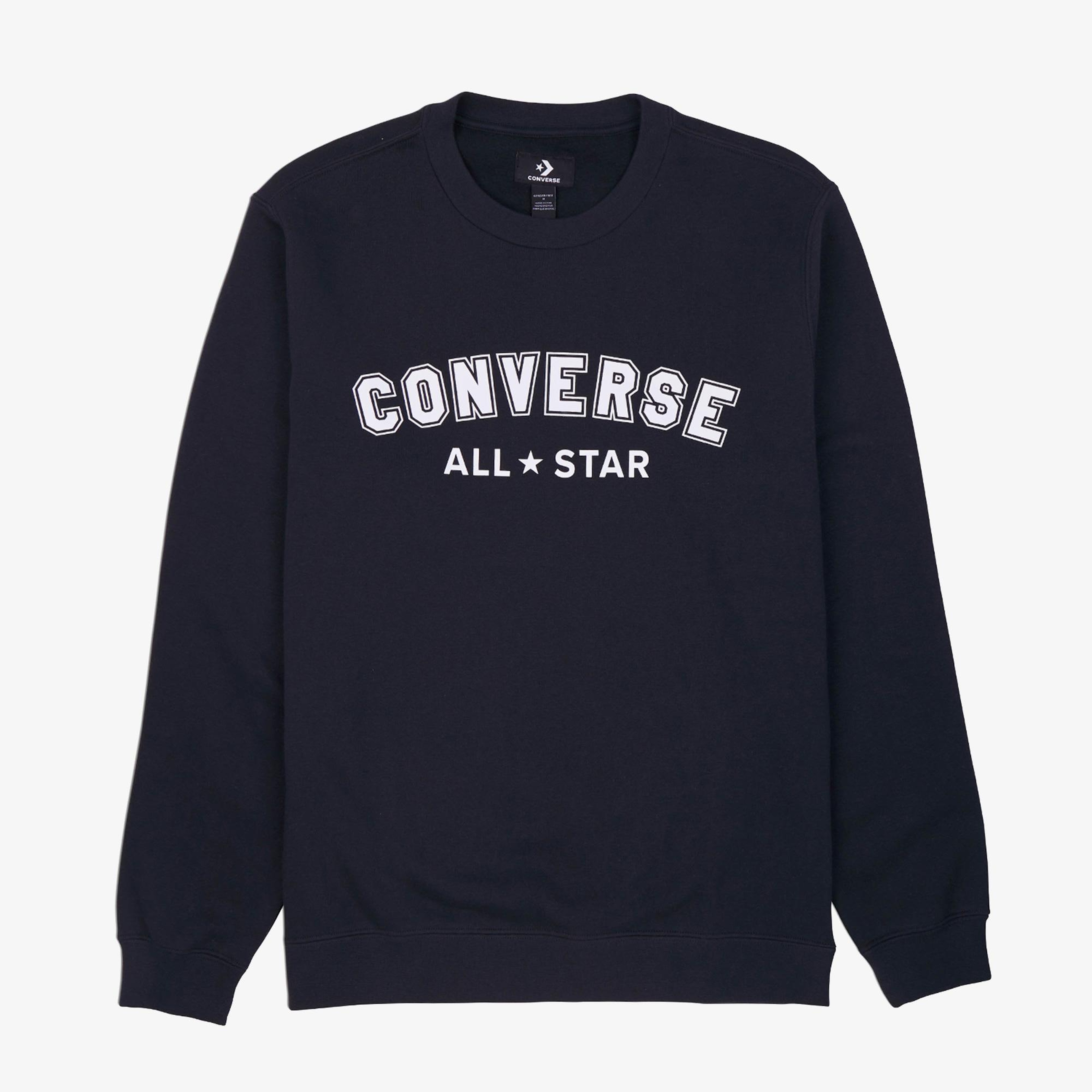 Converse Go-To All Star Standard Fit Fleece Crew Unisex Siyah Sweatshirt