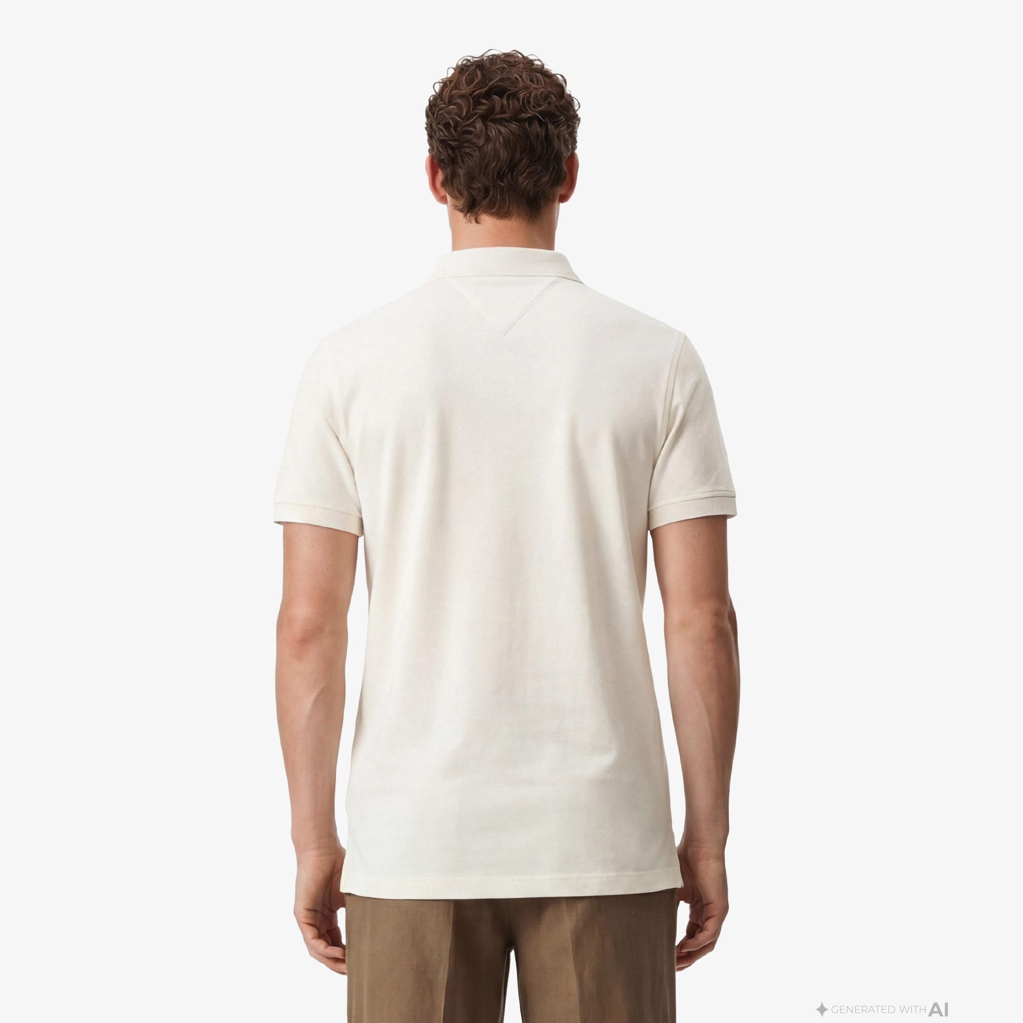 Tommy Hilfiger Elevated Essentials Erkek Krem Rengi Polo Yaka T-Shirt