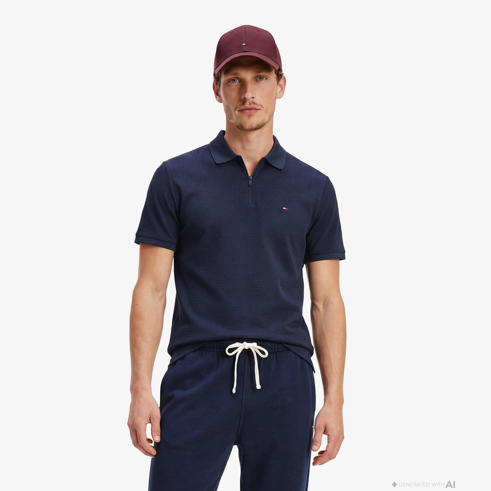 Tommy Hilfiger Performance Erkek Lacivert Polo Yaka T-Shirt
