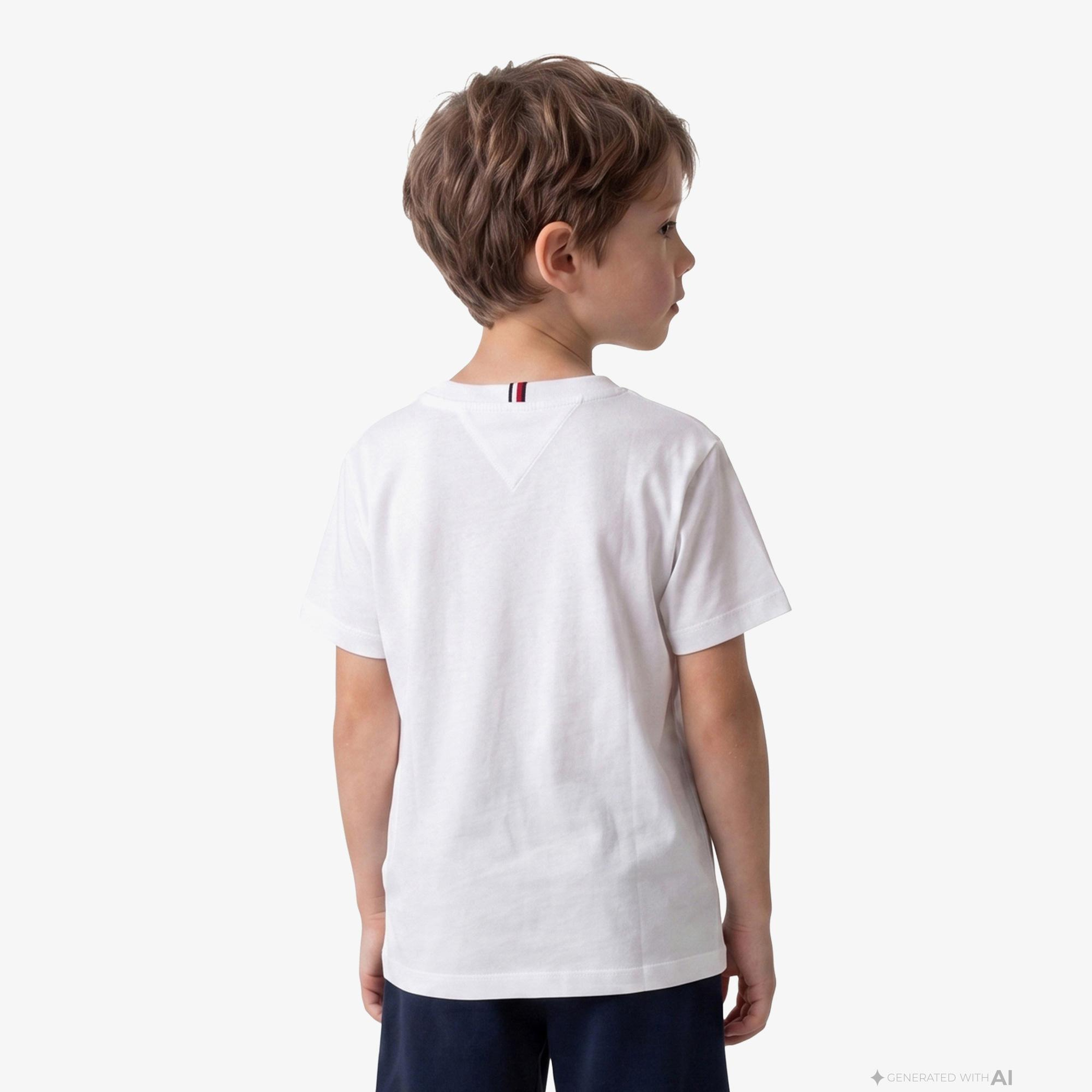 Tommy Hilfiger Essentials Çocuk Beyaz Crop T-Shirt