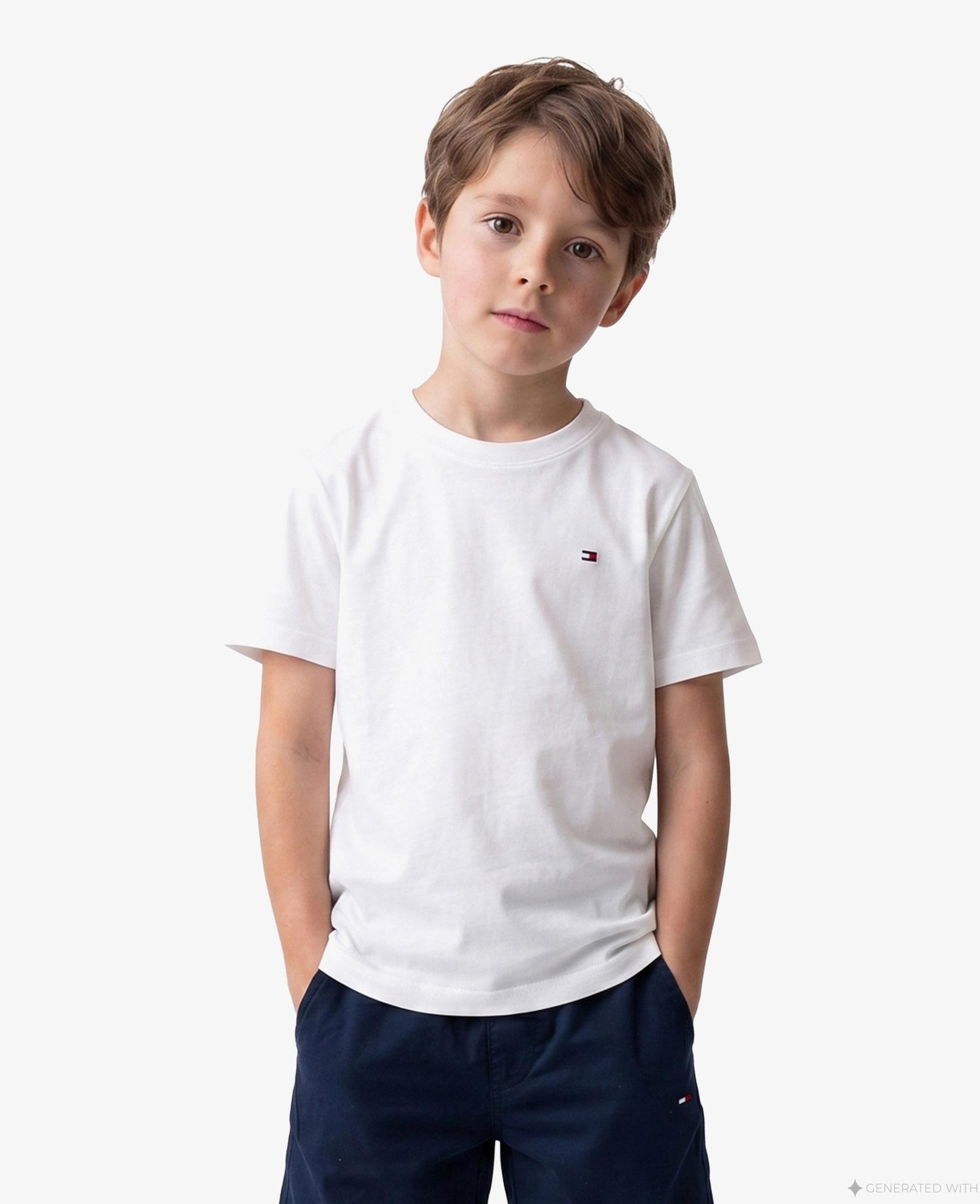 Tommy Hilfiger Essentials Çocuk Beyaz Crop T-Shirt