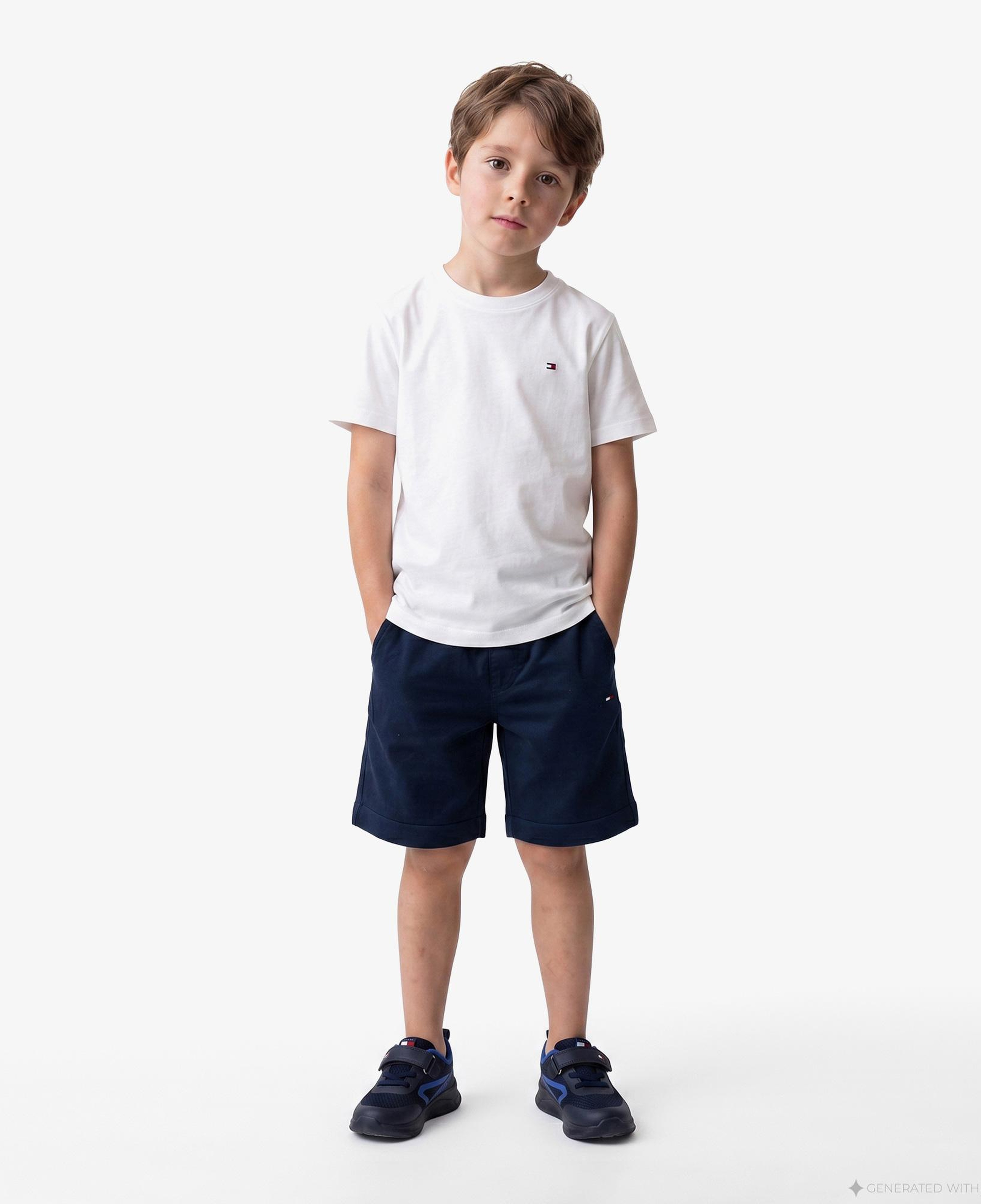 Tommy Hilfiger Essentials Çocuk Beyaz Crop T-Shirt