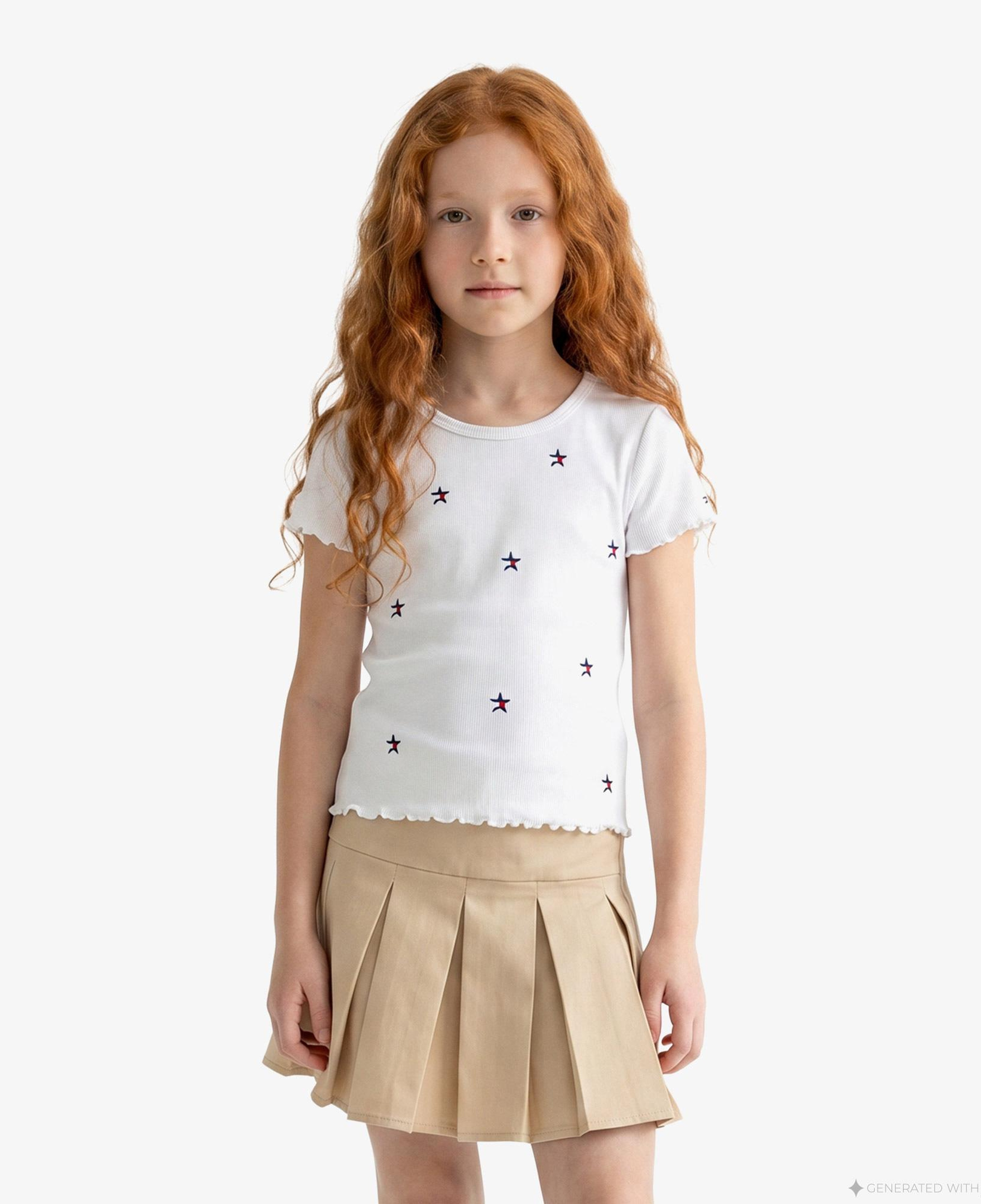 Tommy Hilfiger Star Çocuk Beyaz Crop T-Shirt