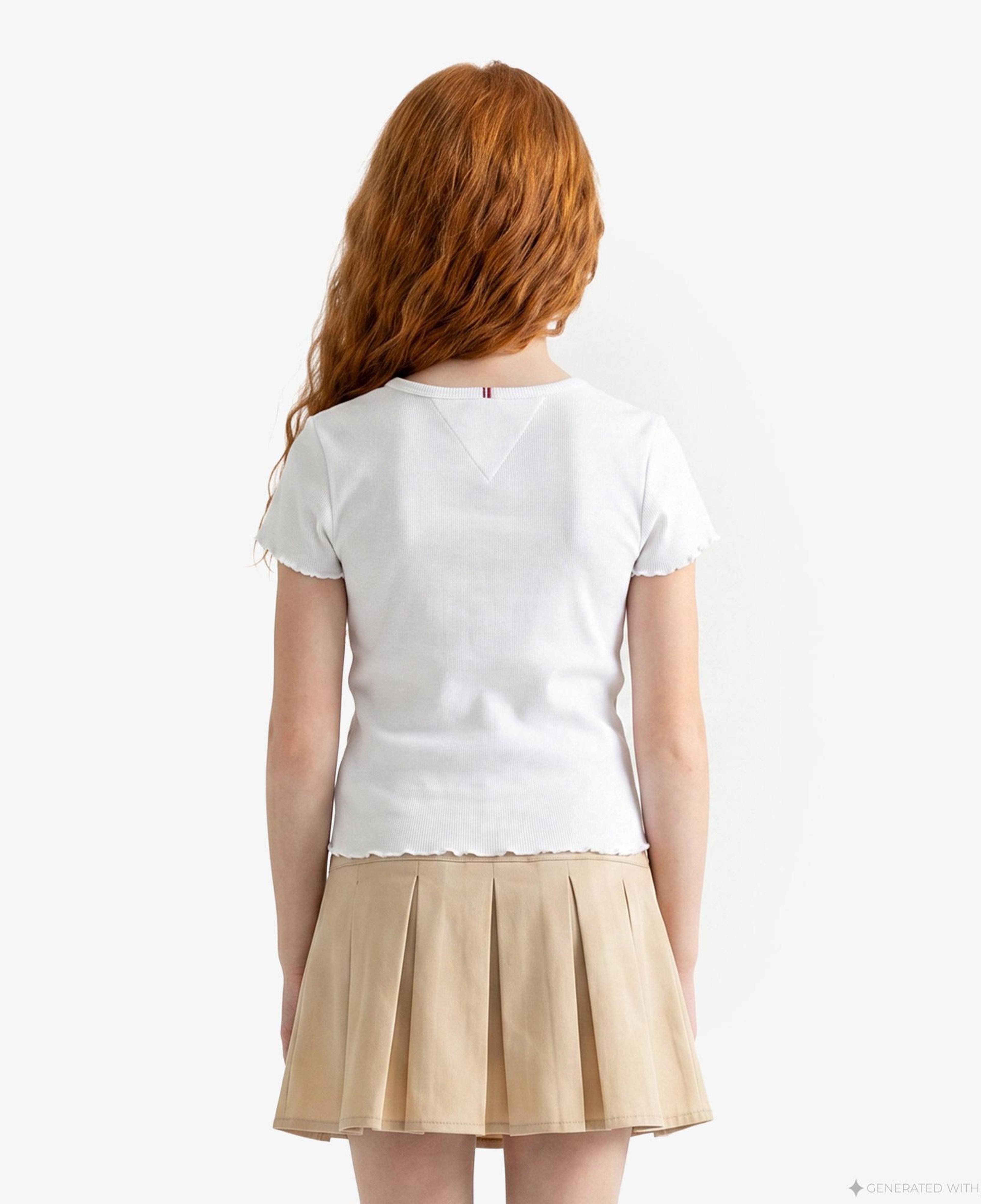 Tommy Hilfiger Star Çocuk Beyaz Crop T-Shirt