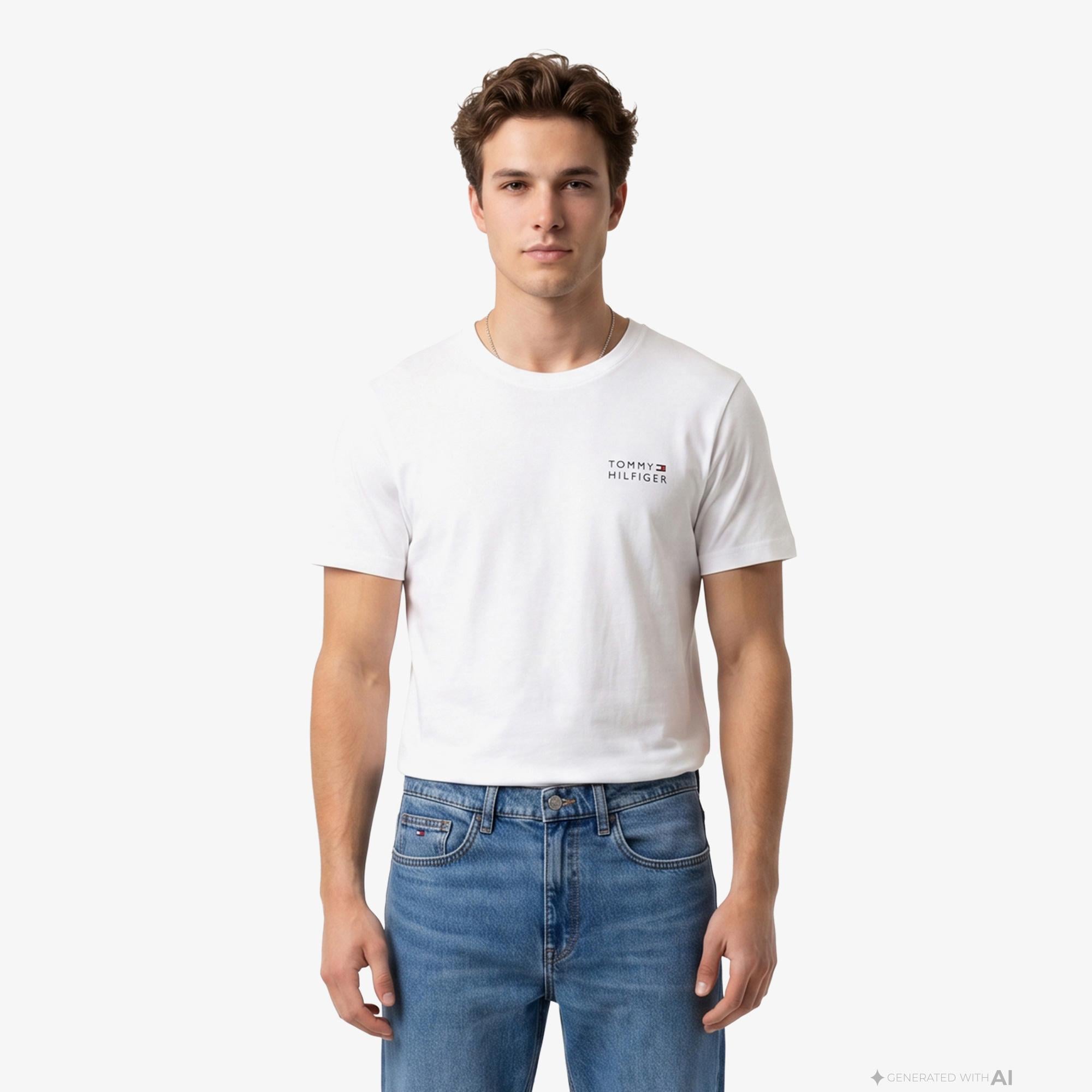 Tommy Hilfiger Brand Love Erkek Beyaz T-Shirt