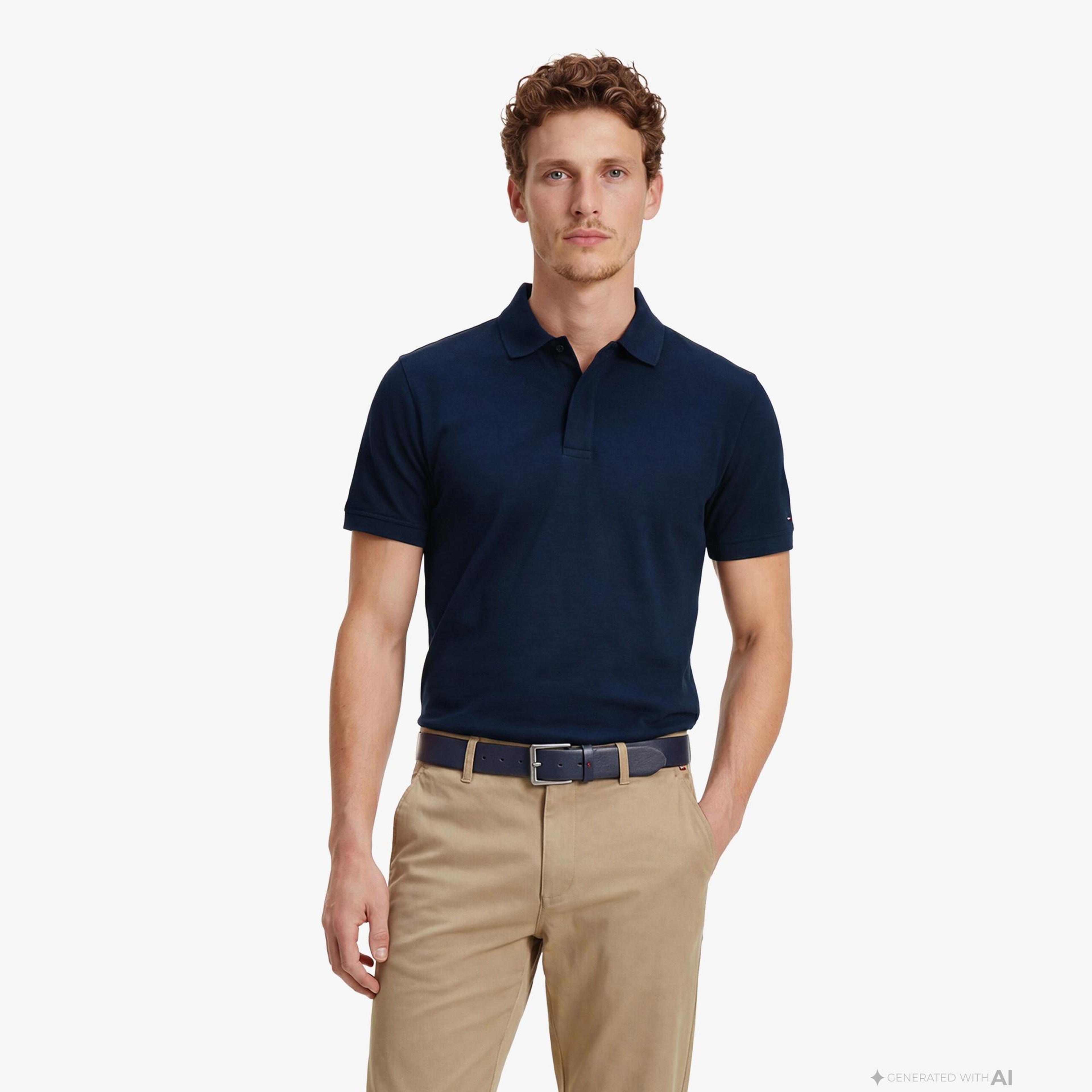 Tommy Hilfiger Elevated Essentials Erkek Lacivert Polo Yaka T-Shirt